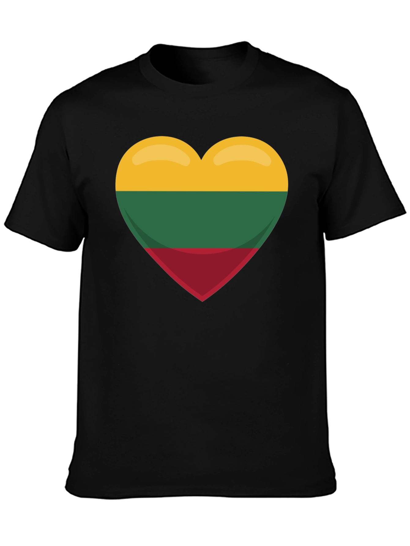 Lithuania Flag Heart T-Shirt - Black Tee