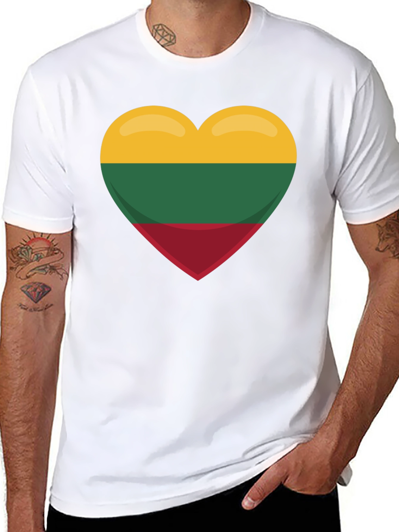 Lithuania Flag Heart T-Shirt - Black Tee