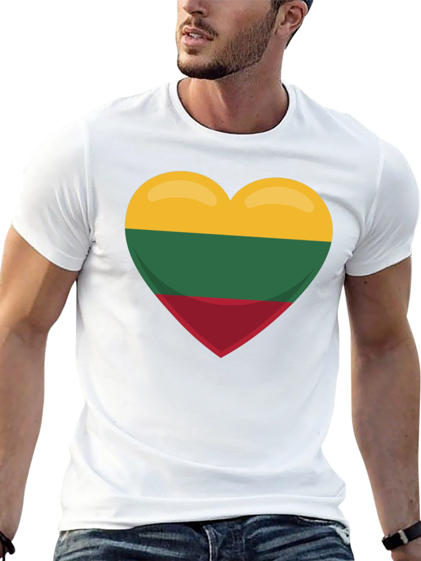 Lithuania Flag Heart T-Shirt - Black Tee
