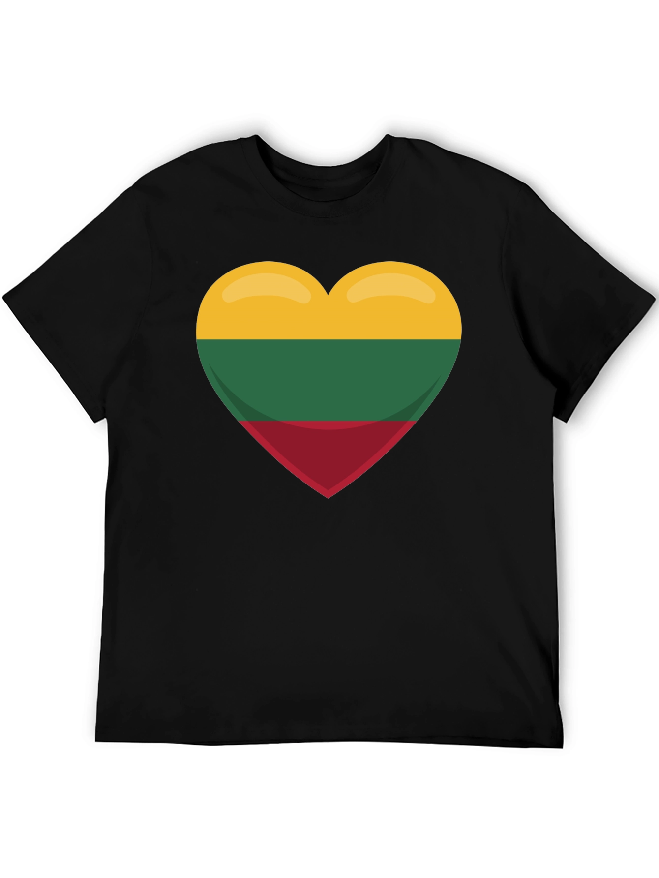 Lithuania Flag Heart T-Shirt - Black Tee