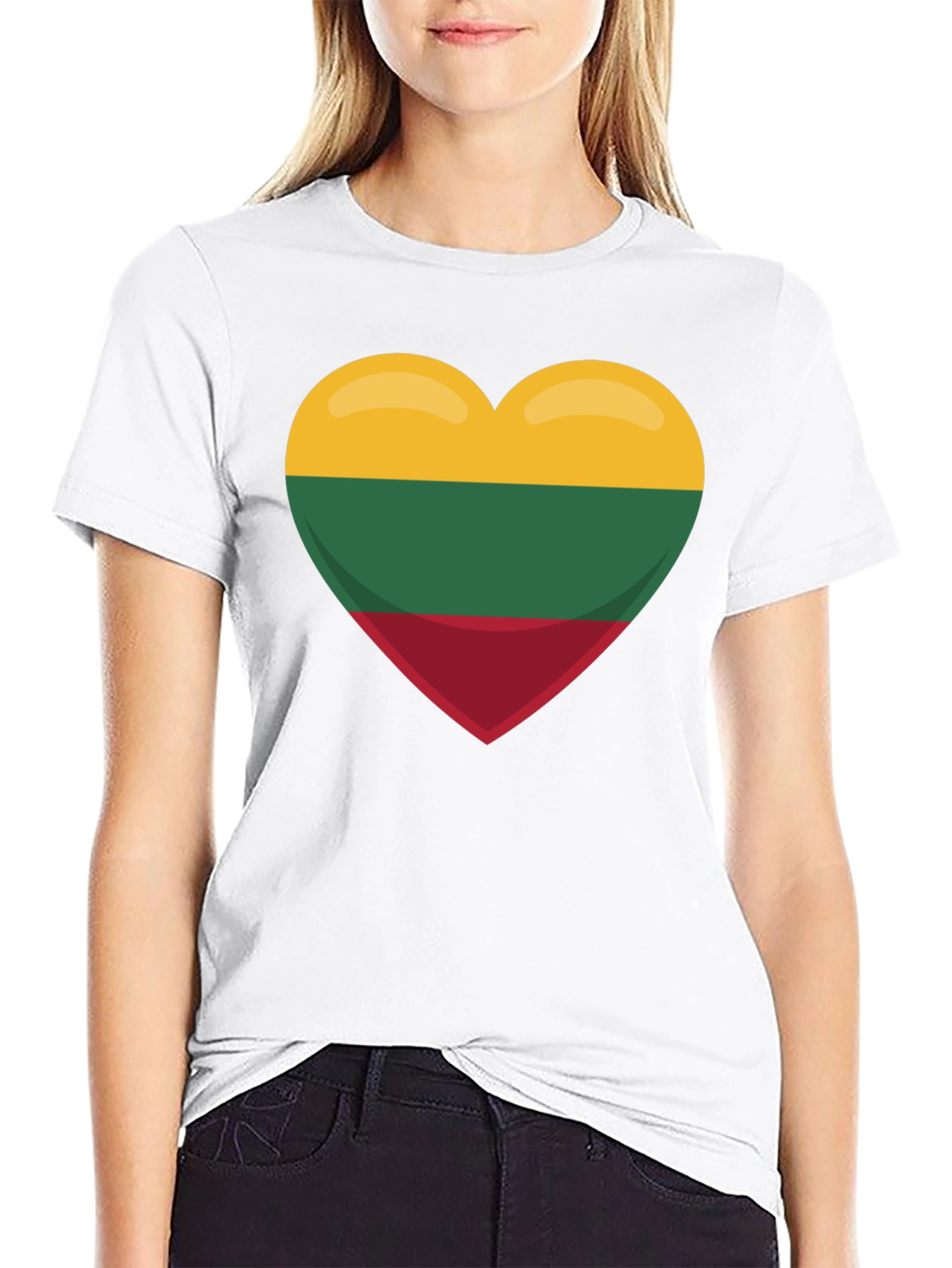 Lithuania Flag Heart T-Shirt - Black Tee