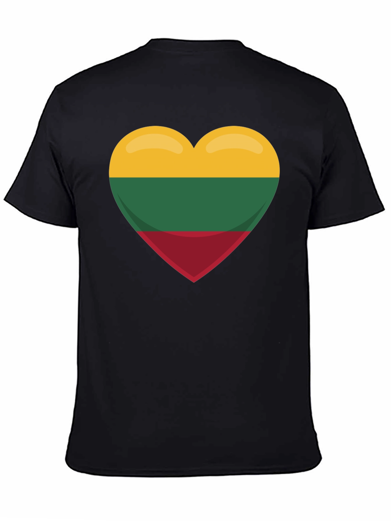 Lithuania Flag Heart T-Shirt - Black Tee