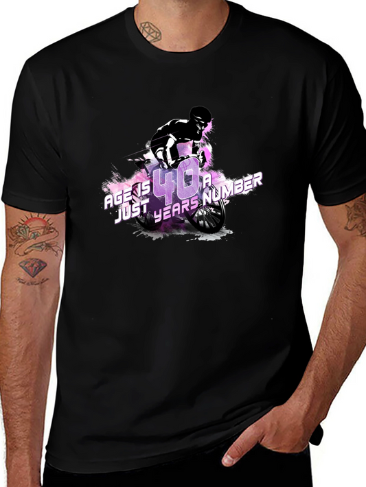 Age is Just a Number T-Shirt Biker Design Black Cotton Tee
