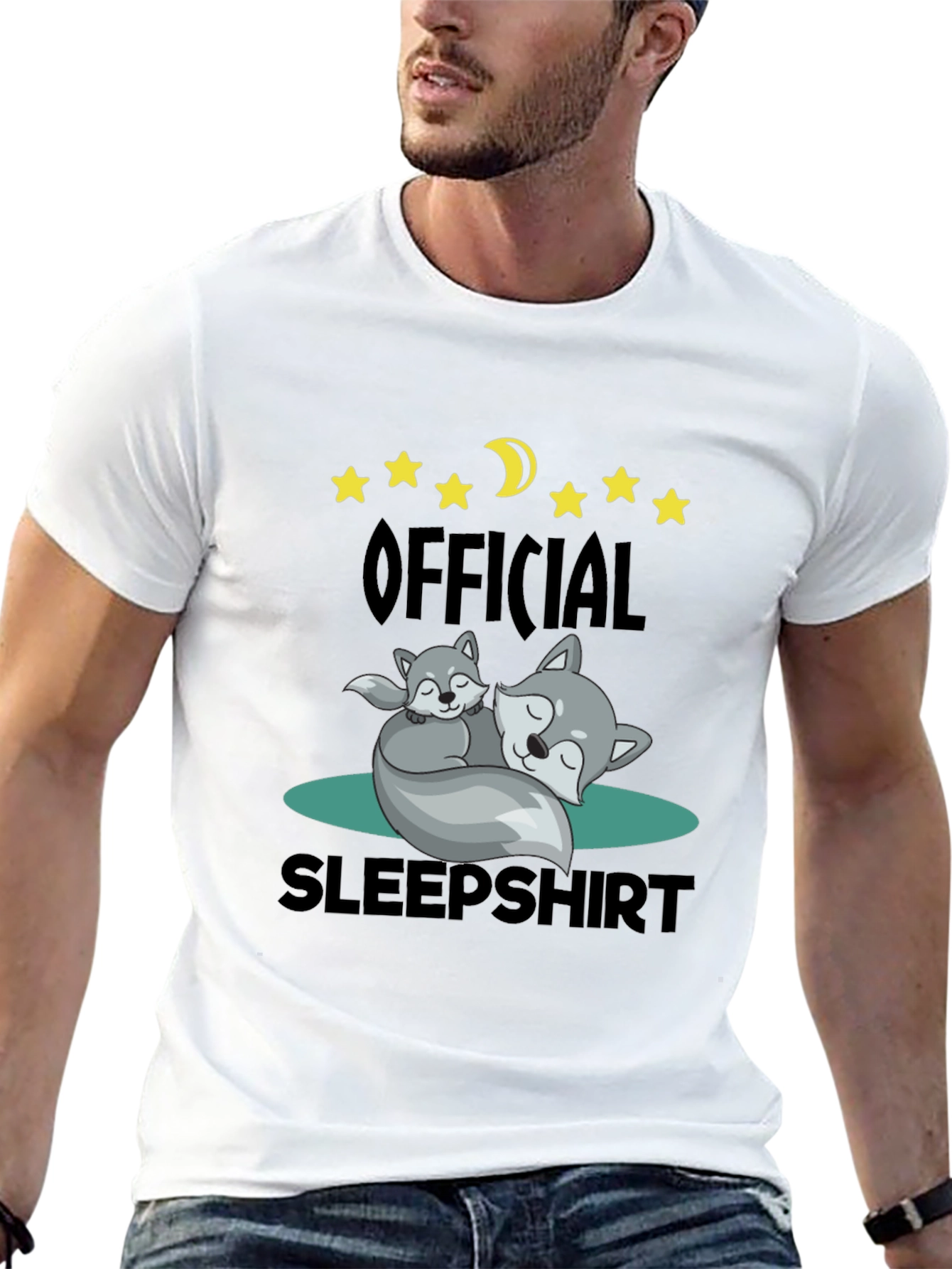 Official Sleepshirt - Cute Wolves & Moon T-Shirt