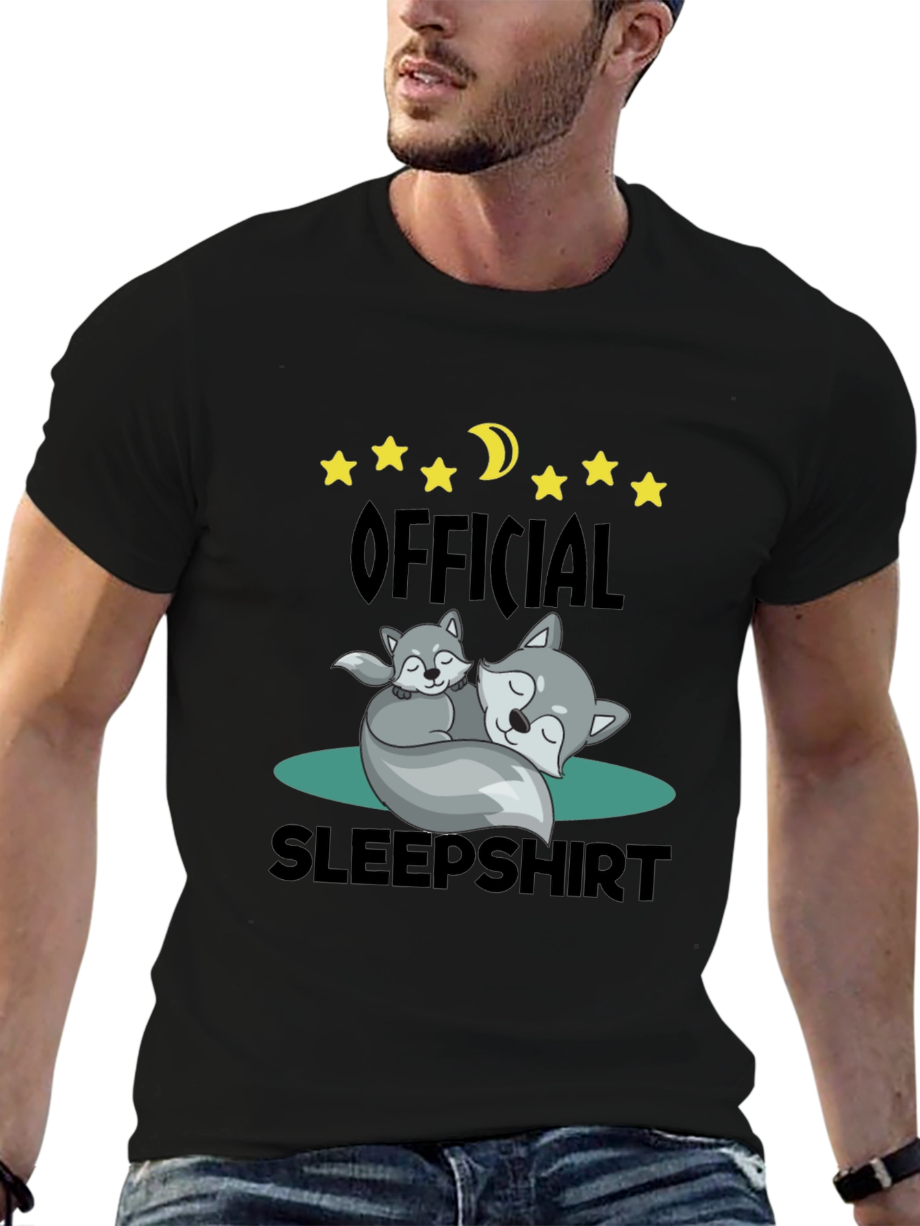 Official Sleepshirt - Cute Wolves & Moon T-Shirt