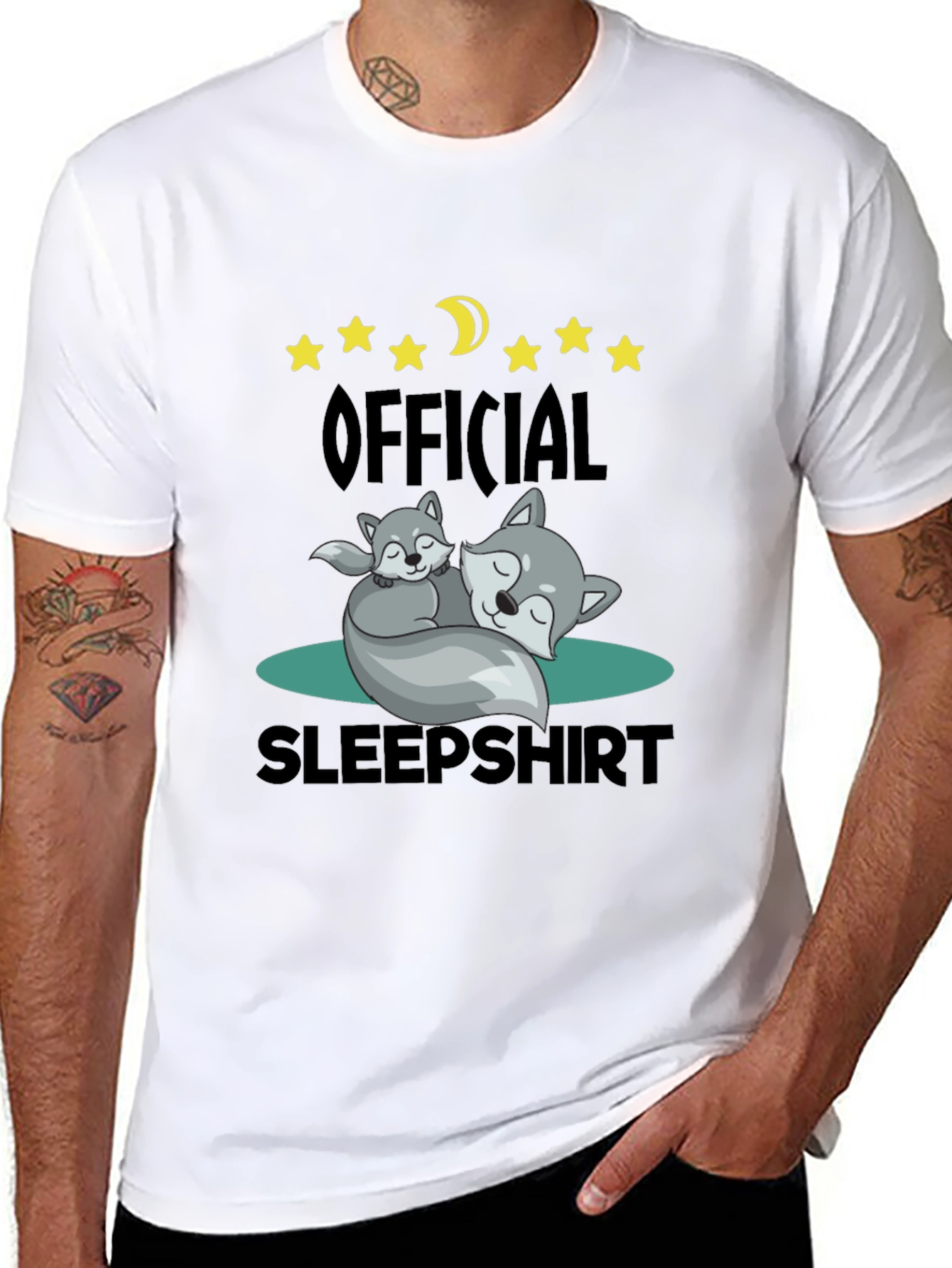 Official Sleepshirt - Cute Wolves & Moon T-Shirt