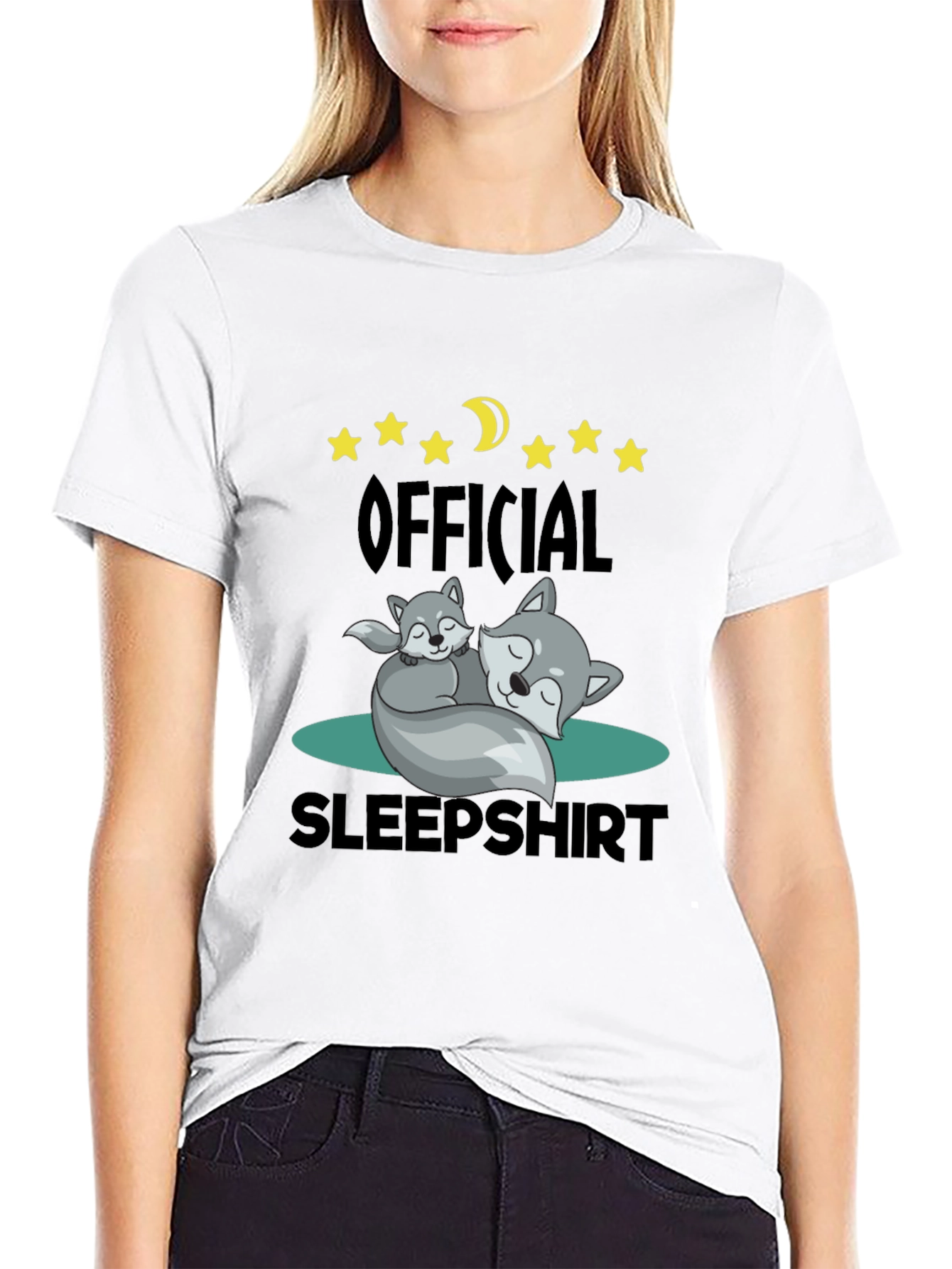 Official Sleepshirt - Cute Wolves & Moon T-Shirt