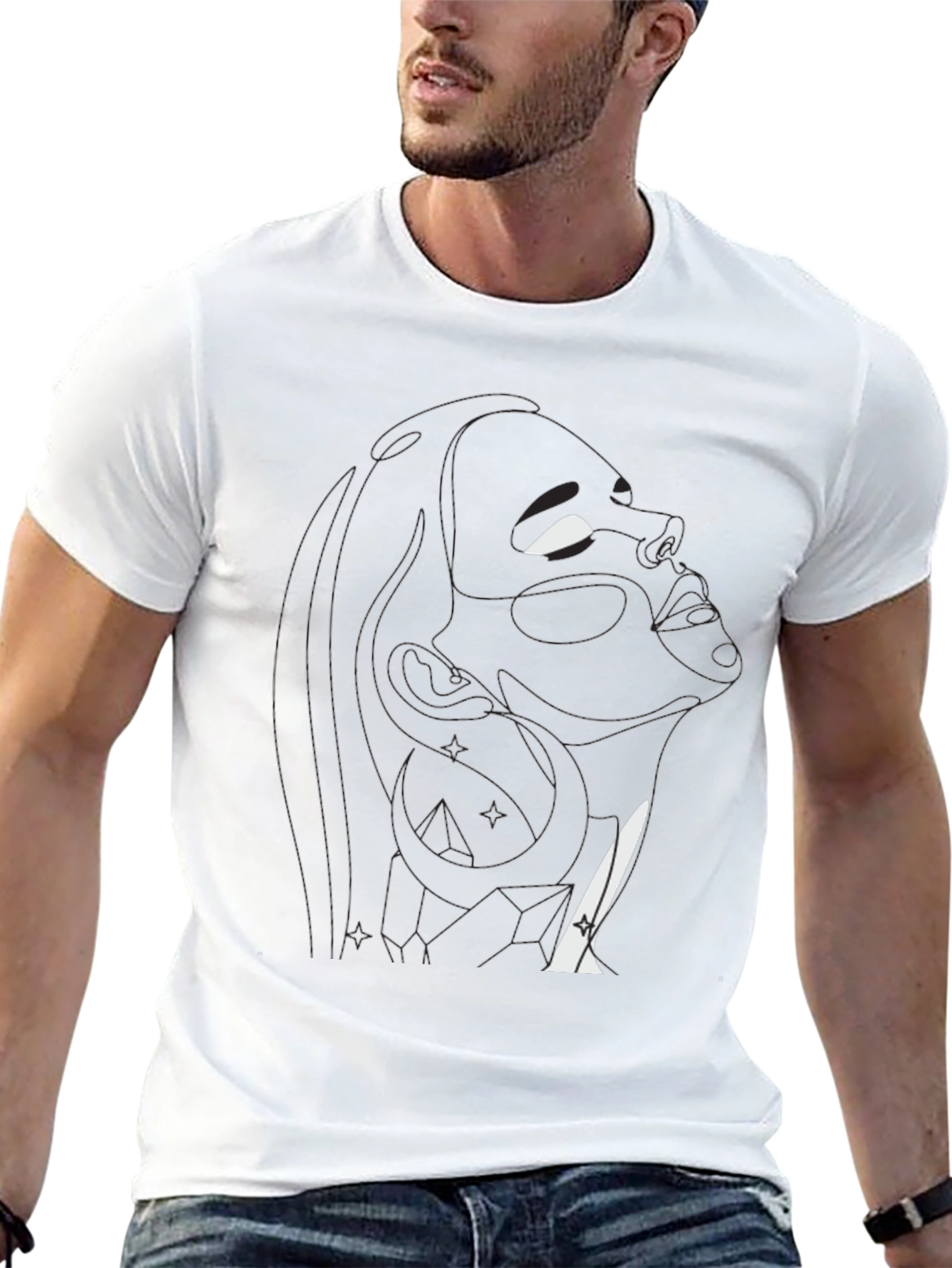 Abstract Silhouette Graphic Black T-Shirt