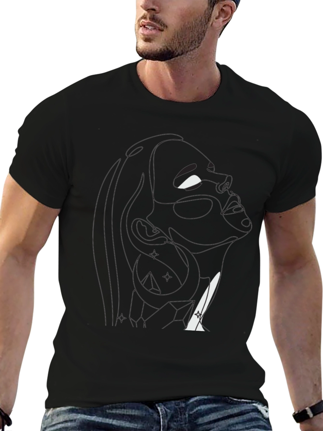 Abstract Silhouette Graphic Black T-Shirt
