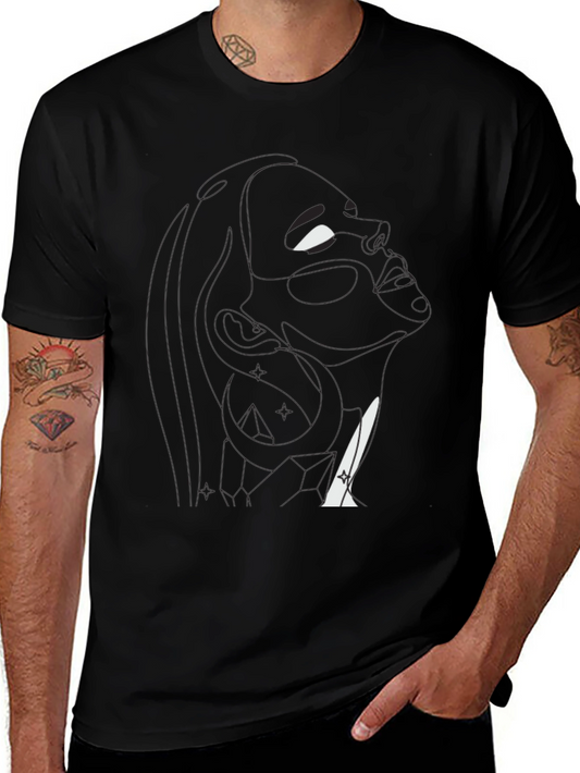 Abstract Silhouette Graphic Black T-Shirt