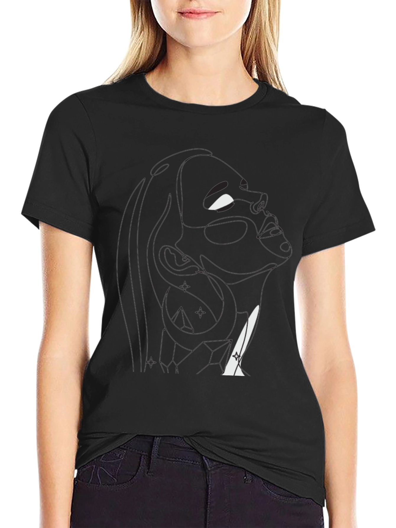 Abstract Silhouette Graphic Black T-Shirt