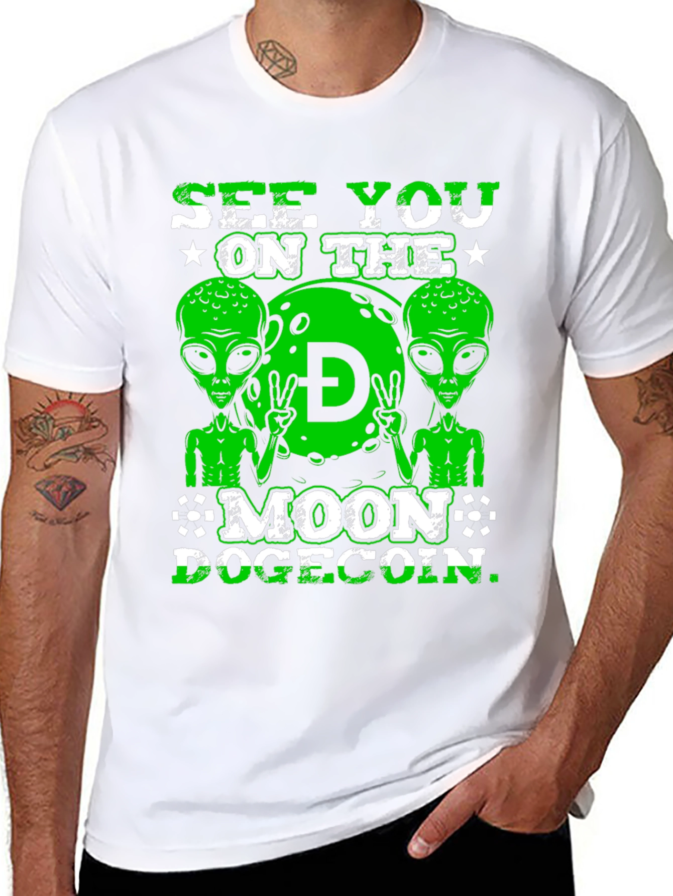 See You On The Moon Dogecoin Black T-Shirt