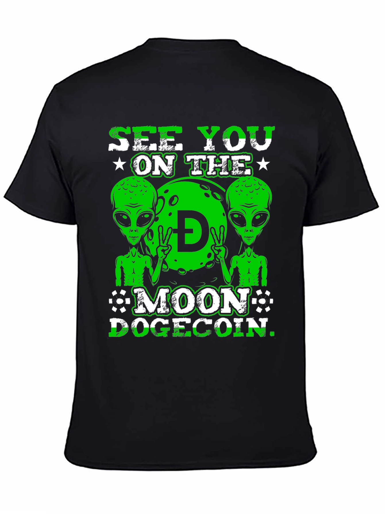 See You On The Moon Dogecoin Black T-Shirt