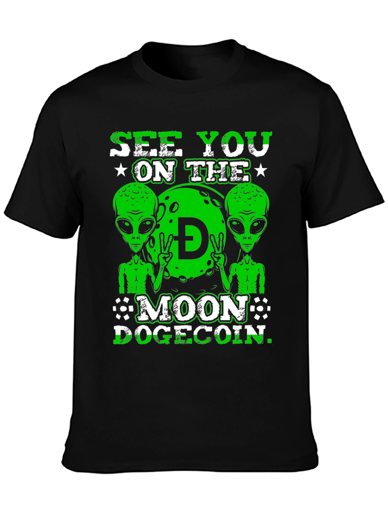 See You On The Moon Dogecoin Black T-Shirt