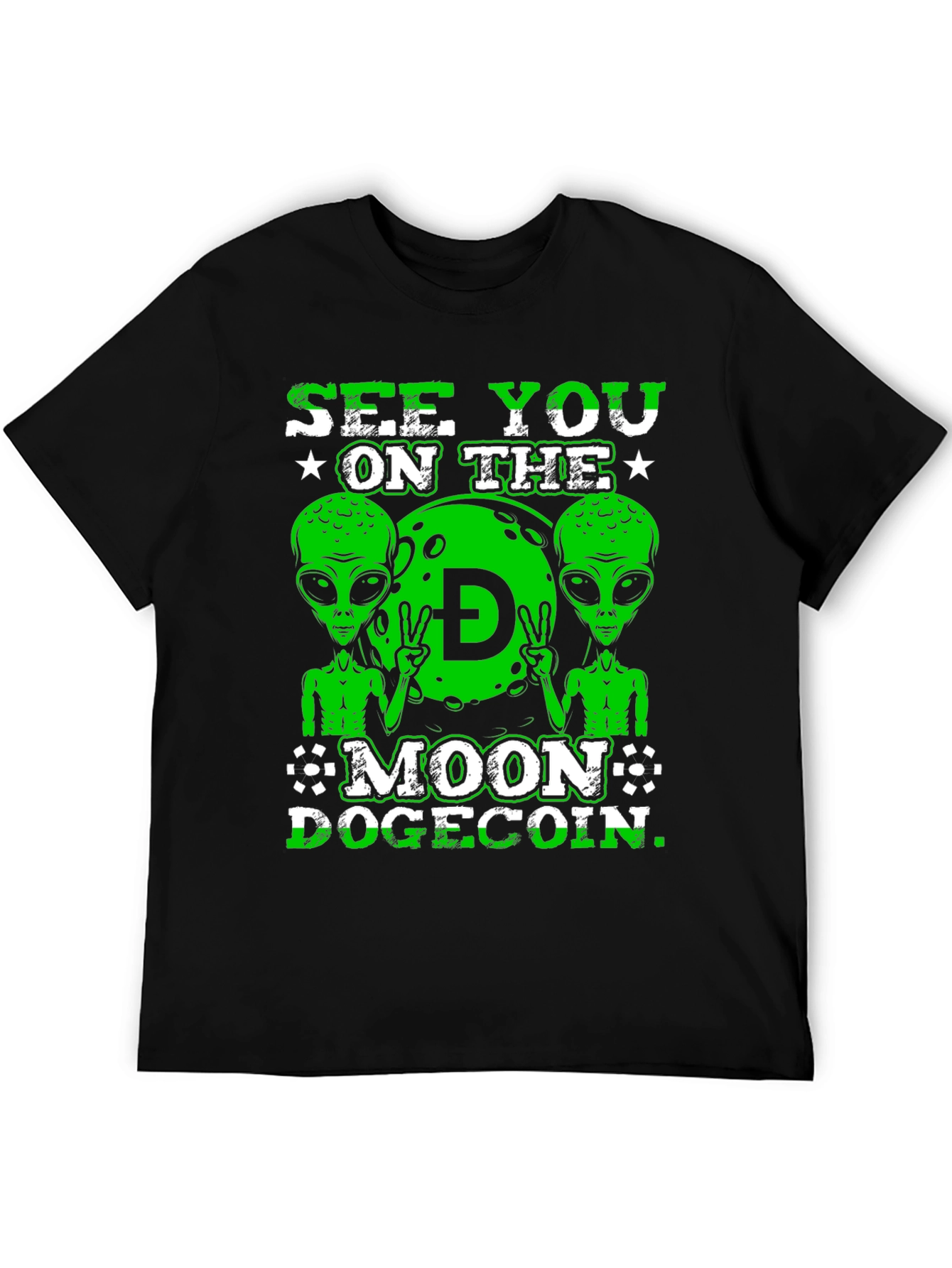See You On The Moon Dogecoin Black T-Shirt