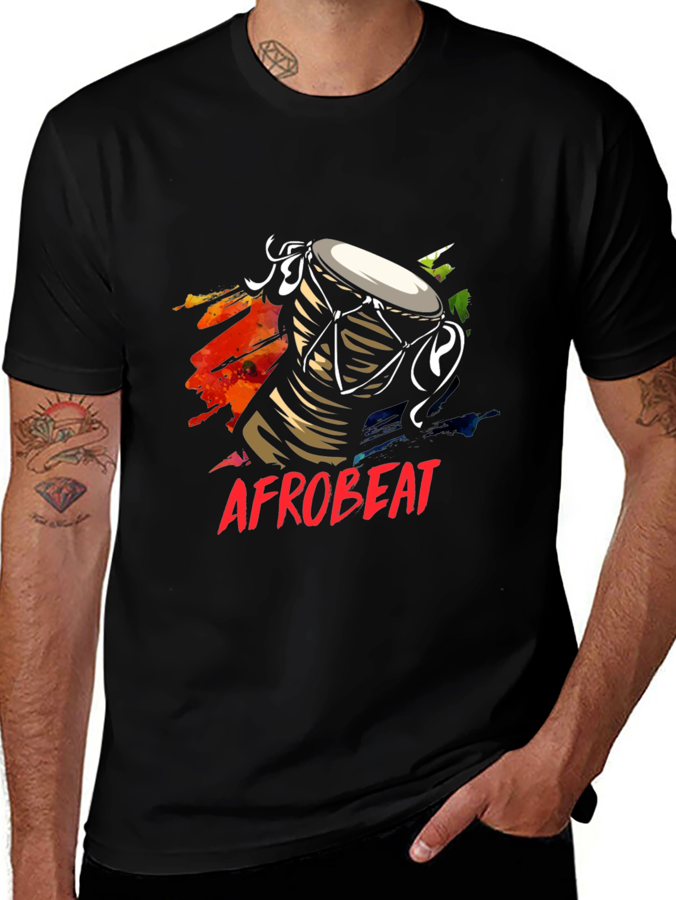 Afrobeat Drum Graphic Tee - Black T-Shirt