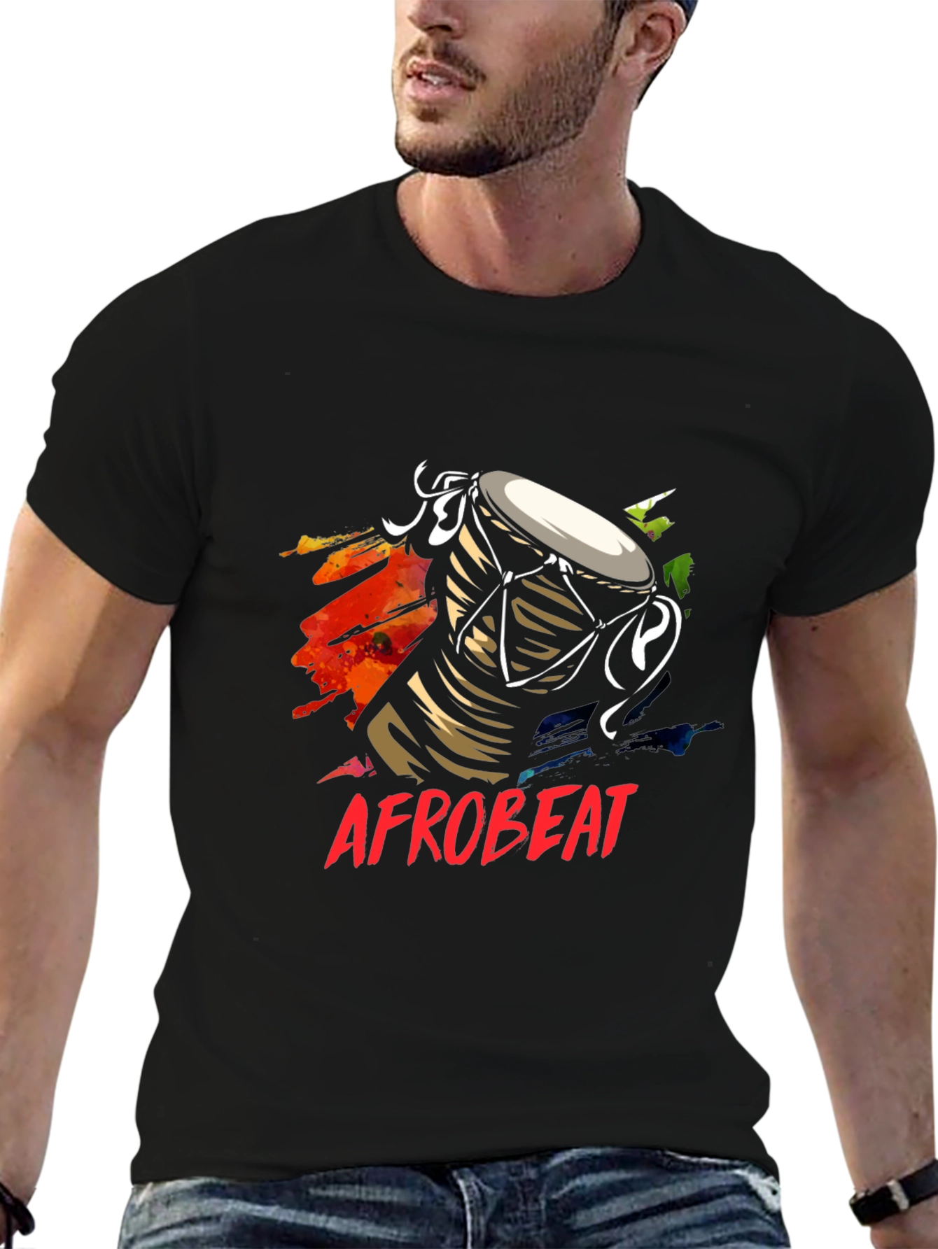 Afrobeat Drum Graphic Tee - Black T-Shirt