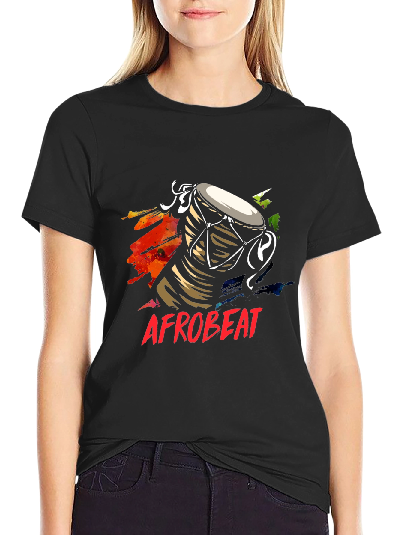 Afrobeat Drum Graphic Tee - Black T-Shirt