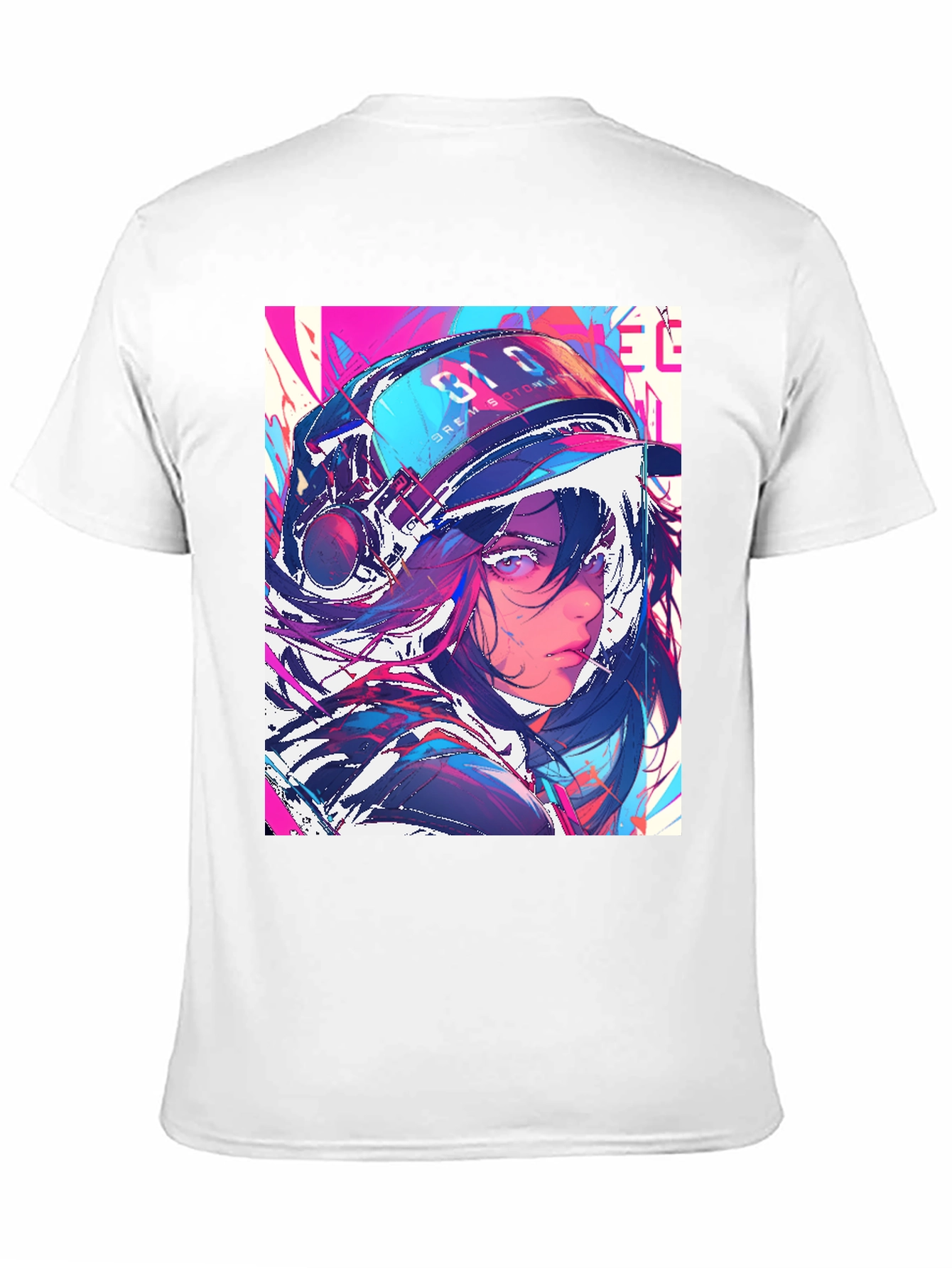 Anime Girl Graphic Print Black T-Shirt