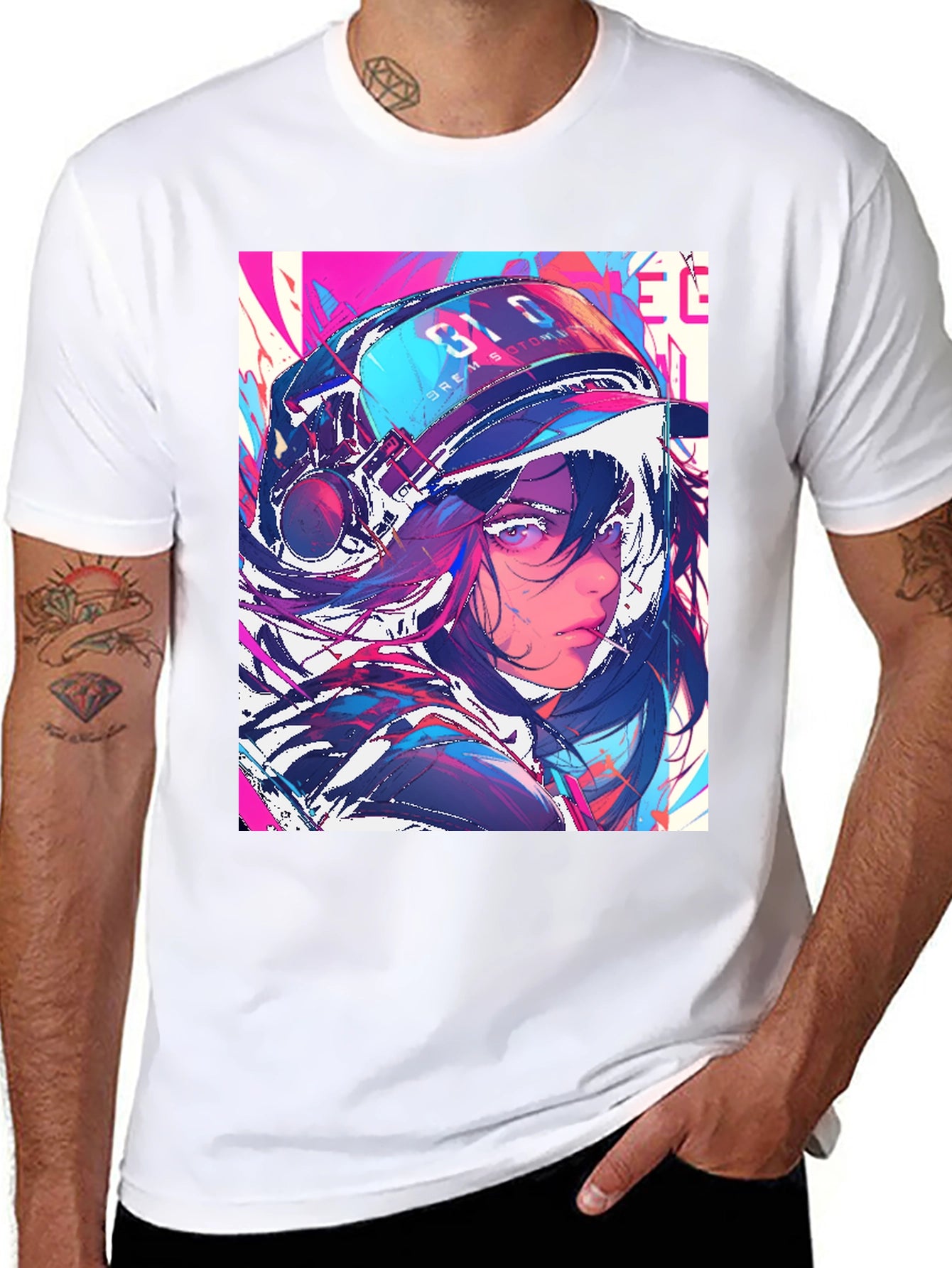 Anime Girl Graphic Print Black T-Shirt