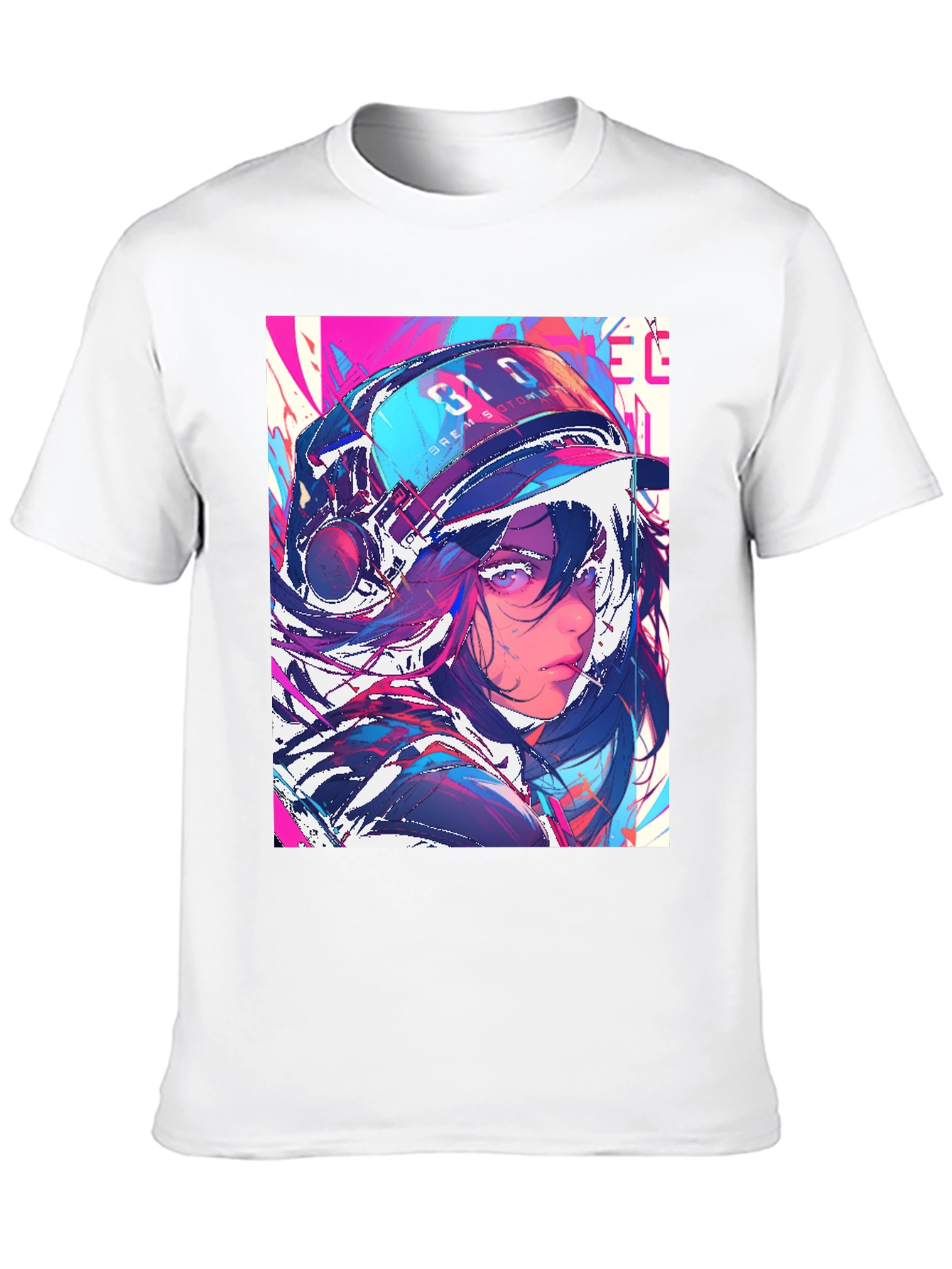 Anime Girl Graphic Print Black T-Shirt