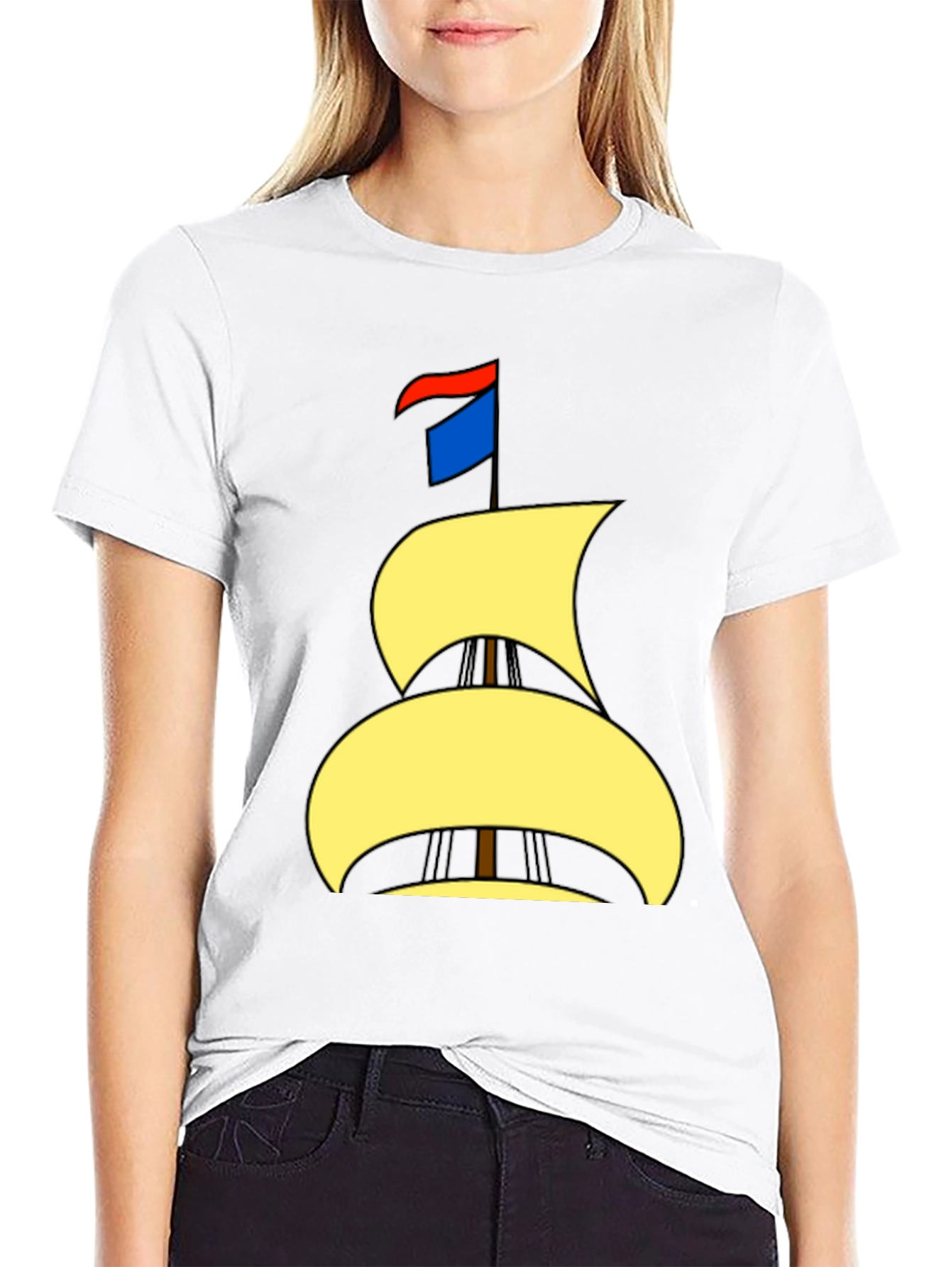 Nautical Sailboat Graphic Tee - Black Cotton T-Shirt