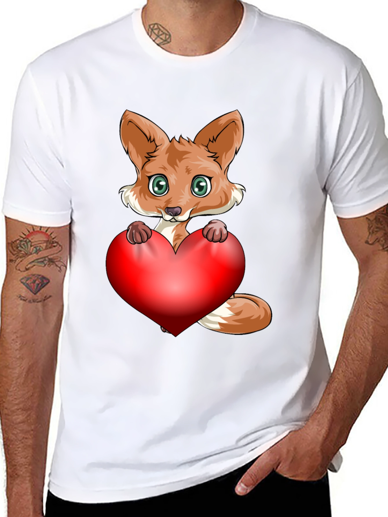Cute Fox Heart Graphic T-Shirt - Love & Style!