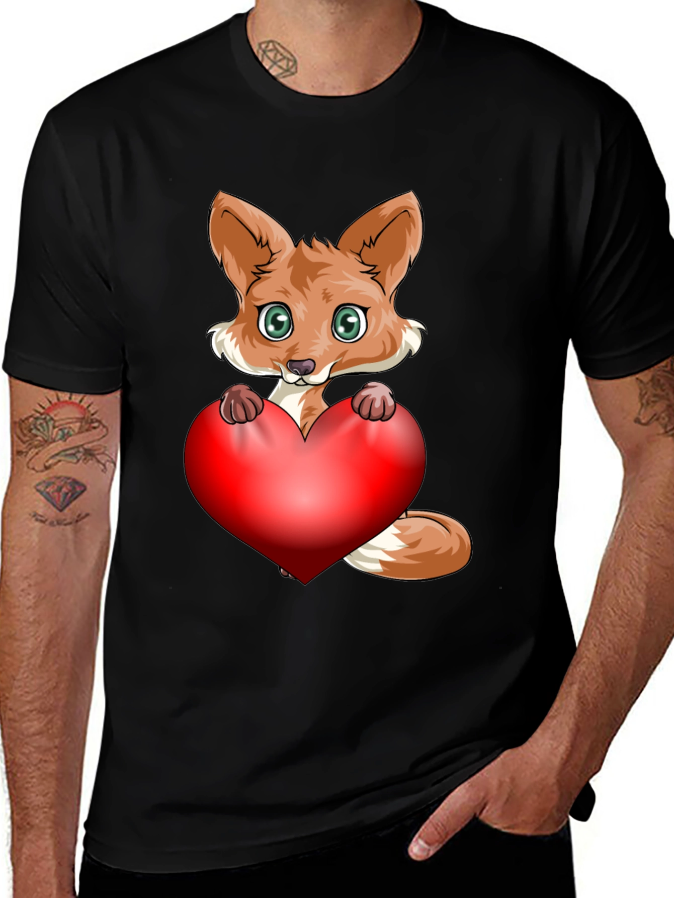 Cute Fox Heart Graphic T-Shirt - Love & Style!