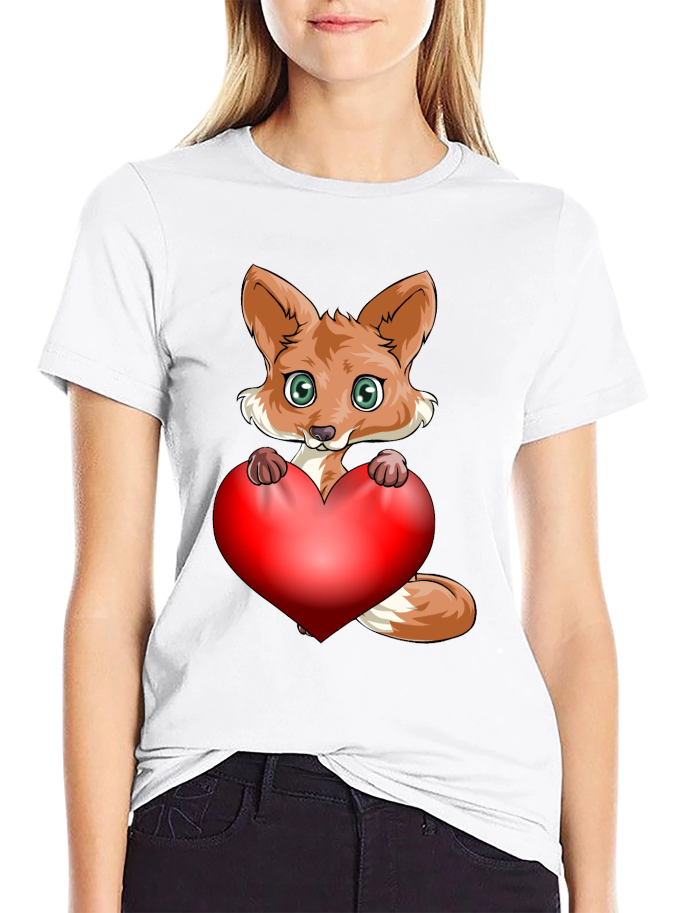 Cute Fox Heart Graphic T-Shirt - Love & Style!