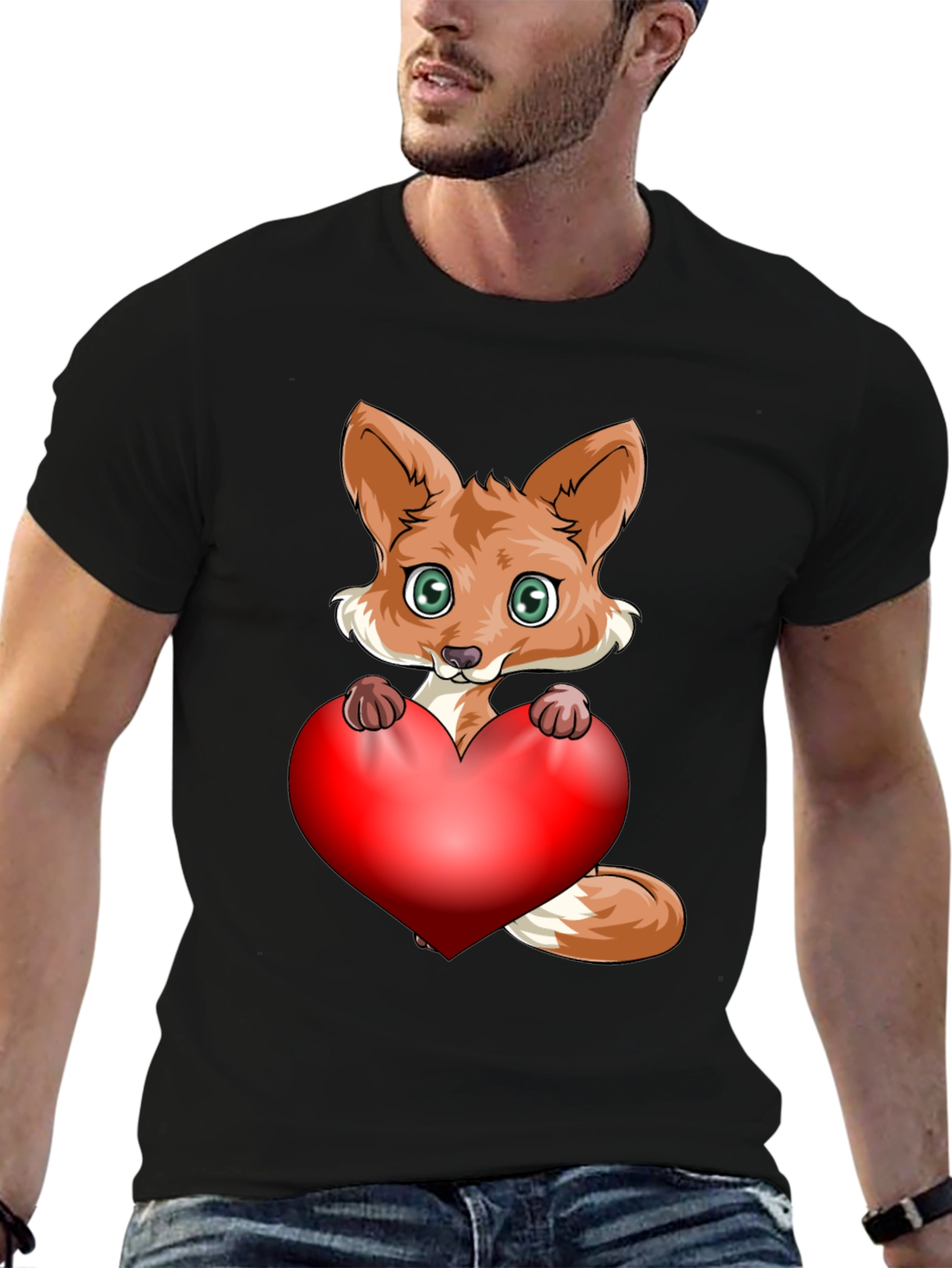 Cute Fox Heart Graphic T-Shirt - Love & Style!