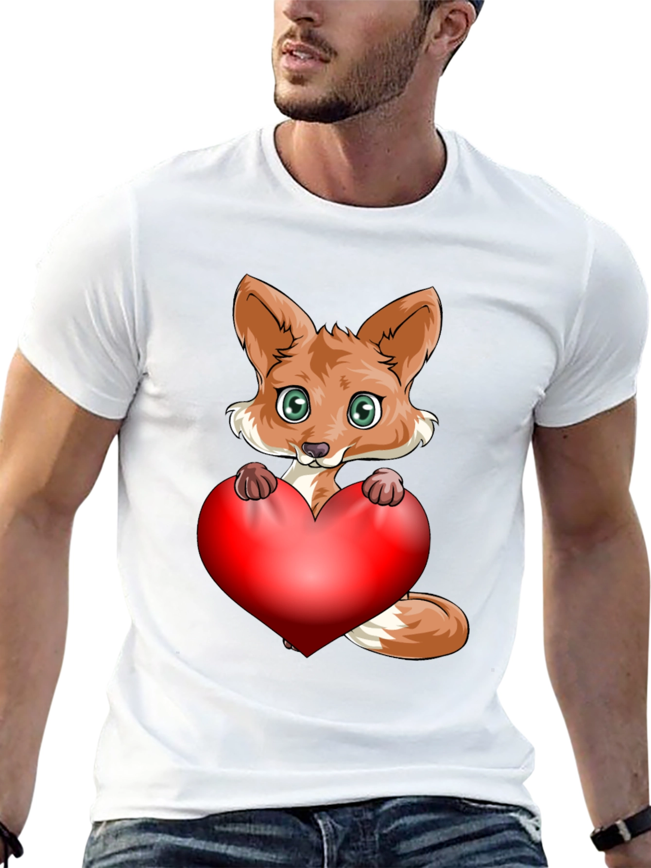 Cute Fox Heart Graphic T-Shirt - Love & Style!