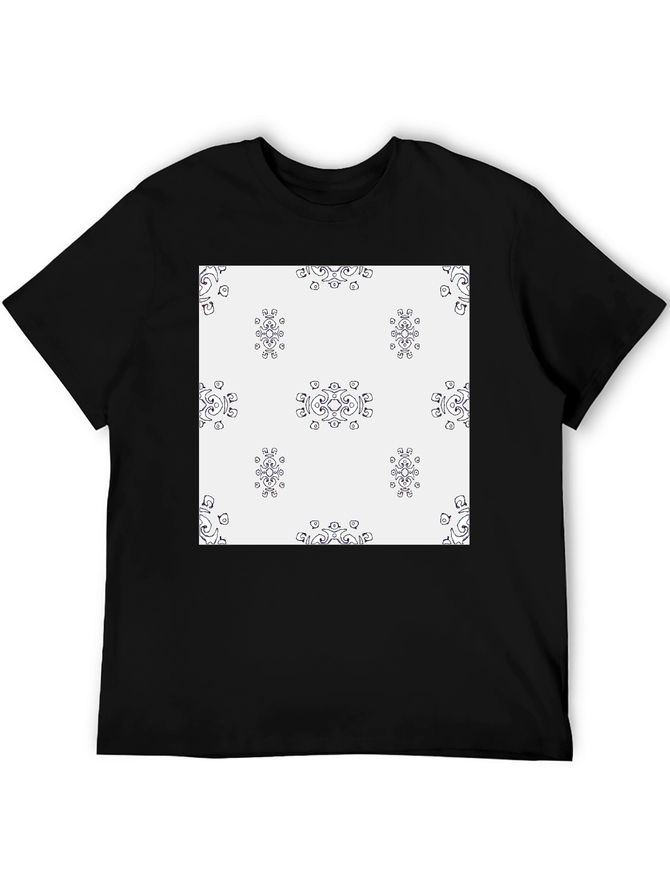 Patterned Graphic Tee - Stylish Black Casual T-Shirt