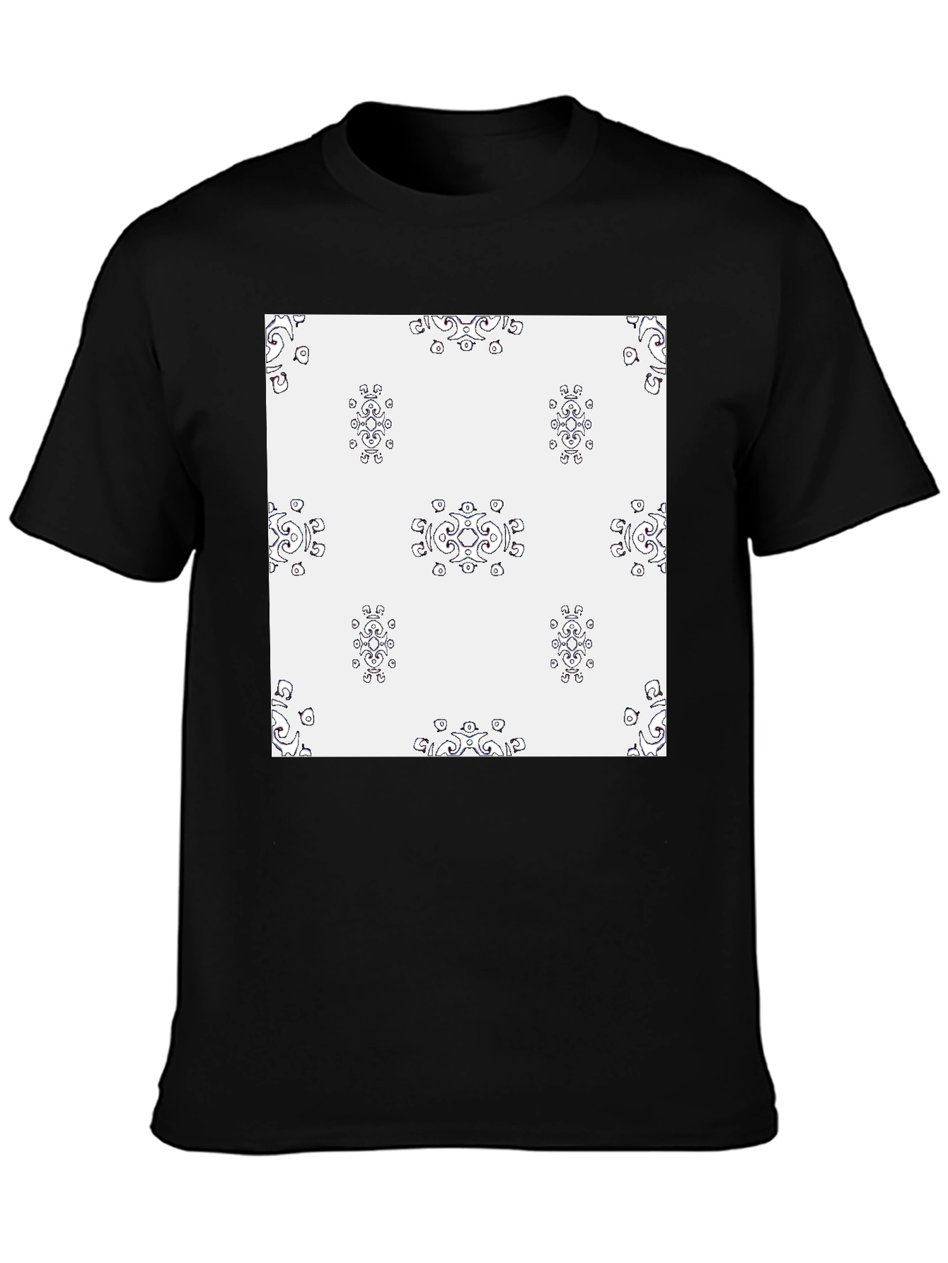 Patterned Graphic Tee - Stylish Black Casual T-Shirt