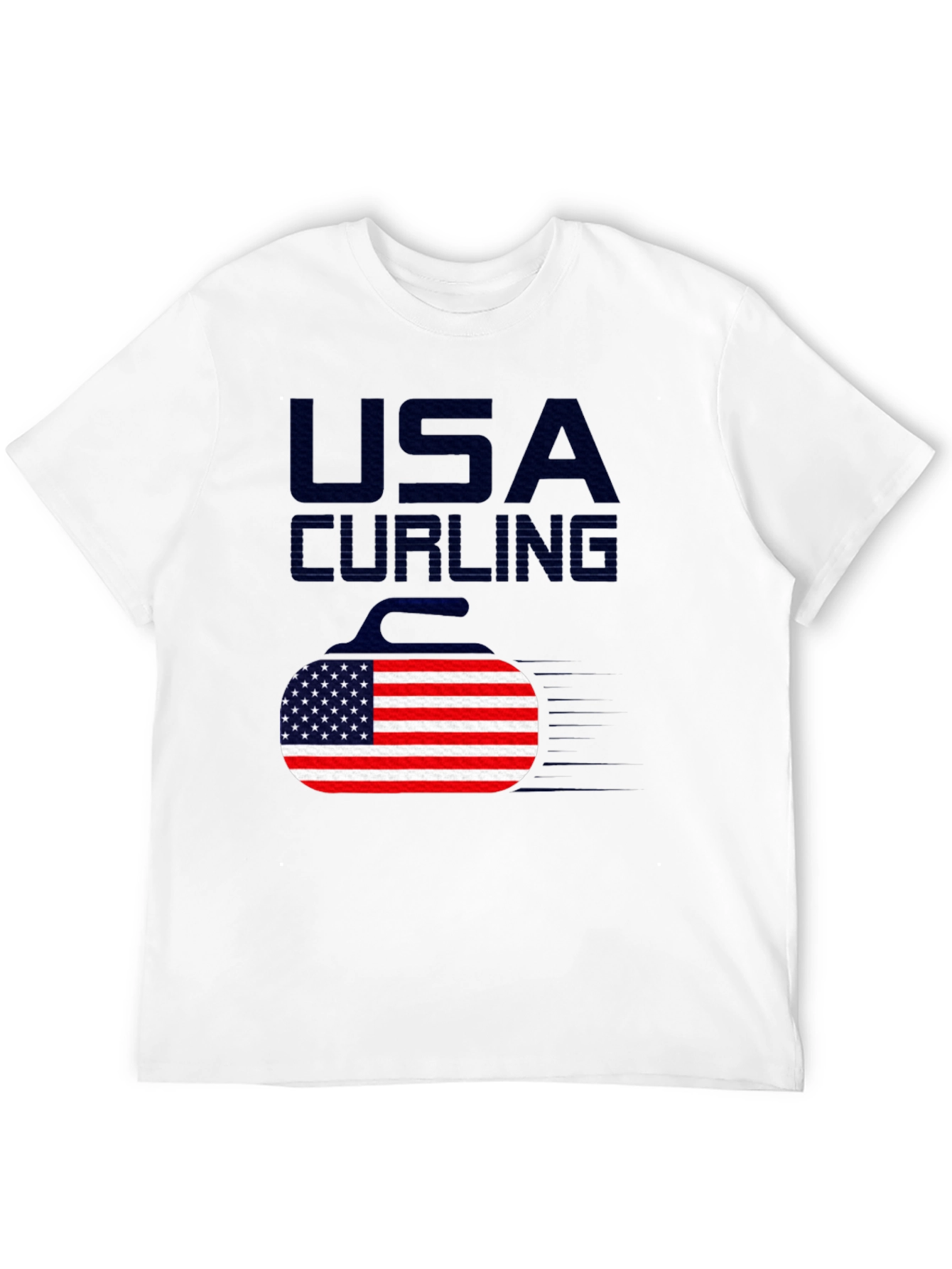 USA Curling T-Shirt - American Flag Design