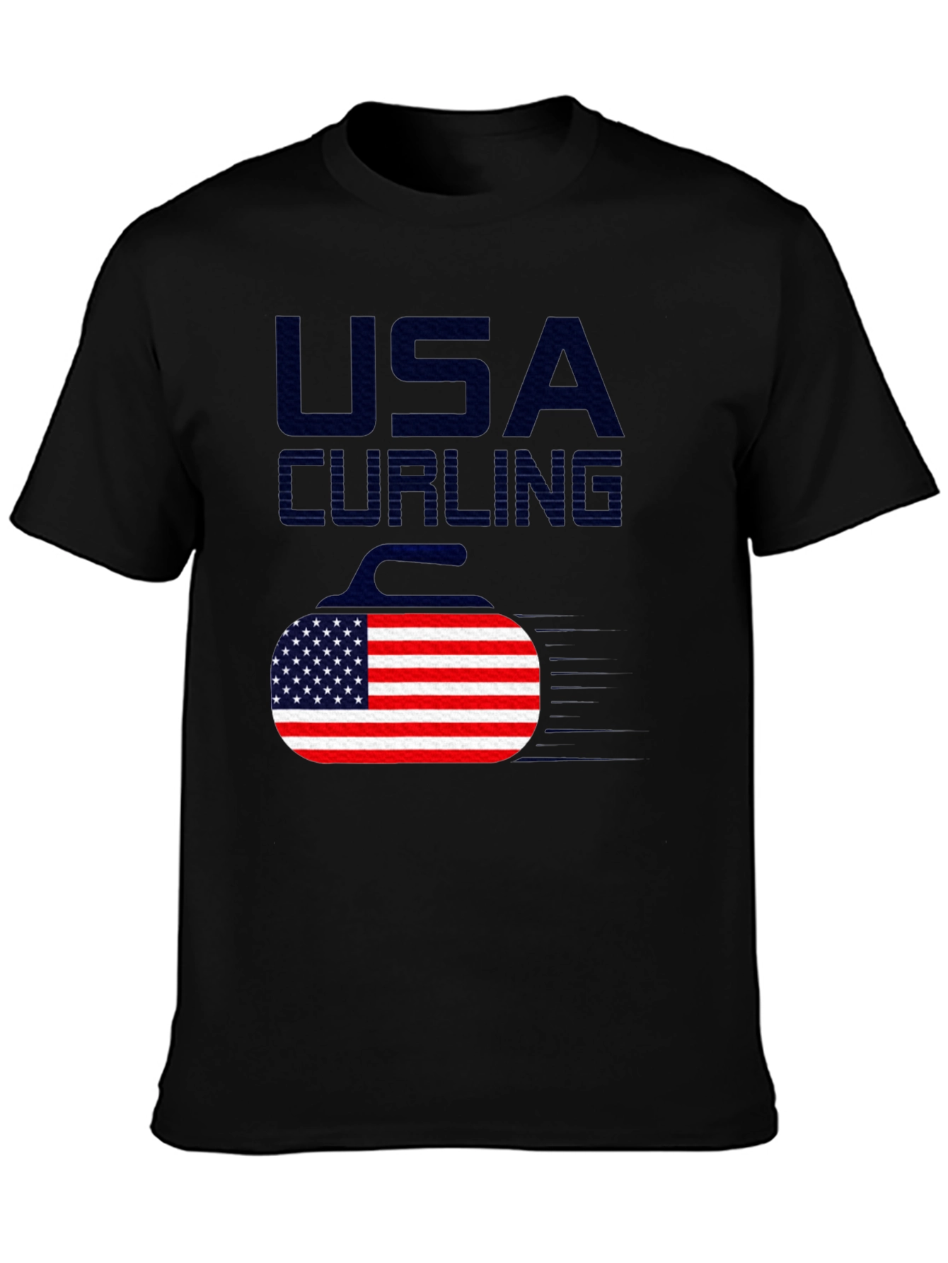 USA Curling T-Shirt - American Flag Design