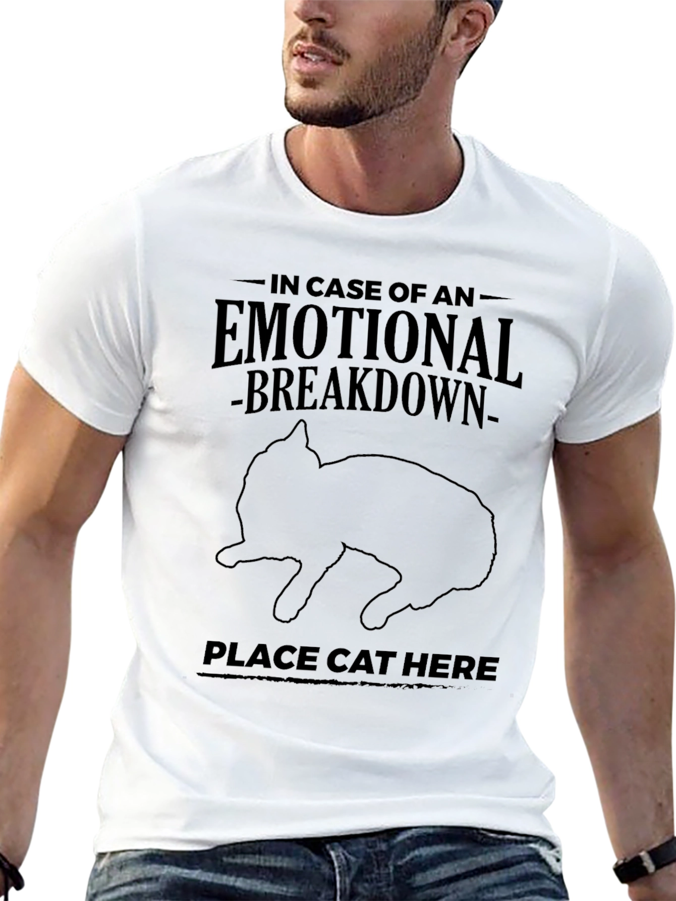 Emotional Breakdown Cat Graphic T-Shirt