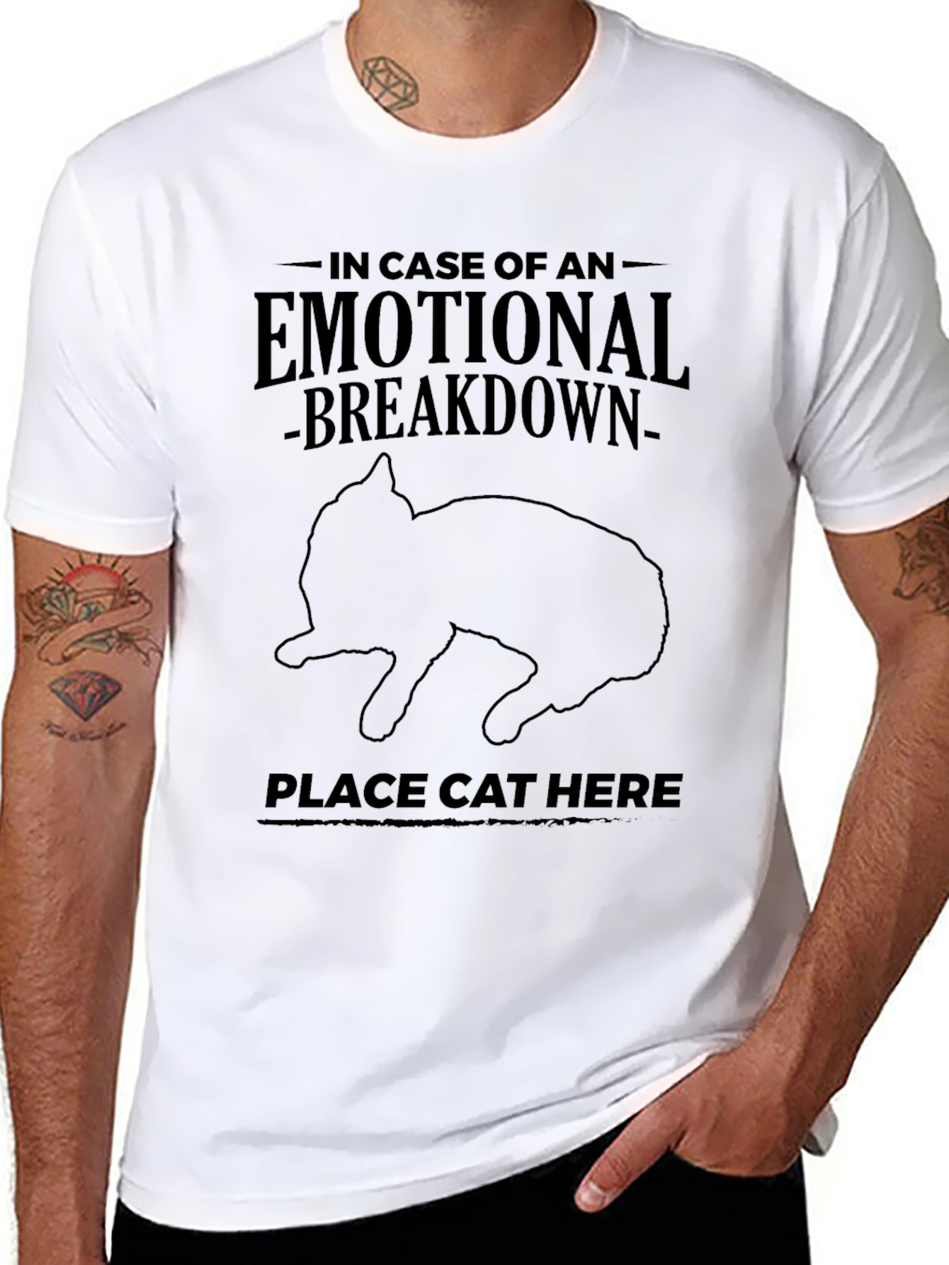 Emotional Breakdown Cat Graphic T-Shirt