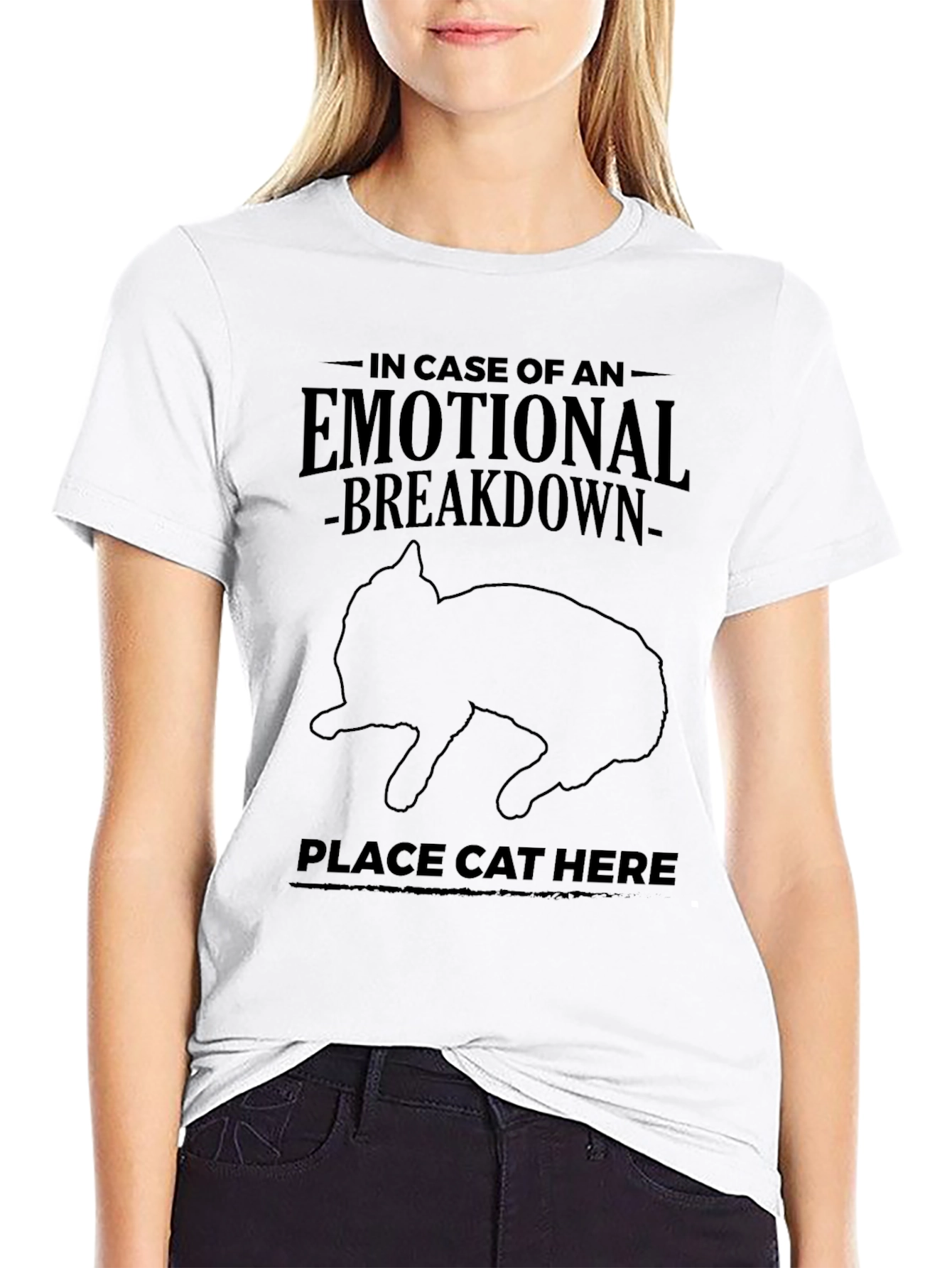 Emotional Breakdown Cat Graphic T-Shirt