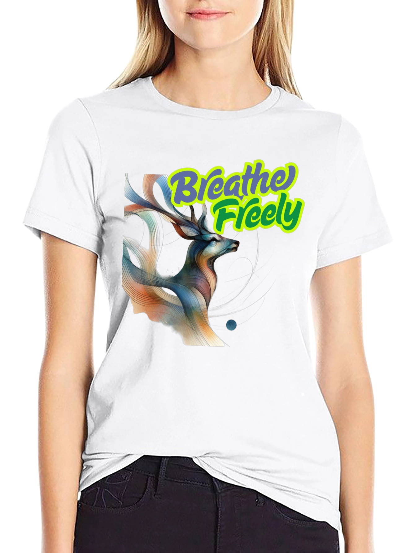 Breathe Freely Deer Graphic T-Shirt