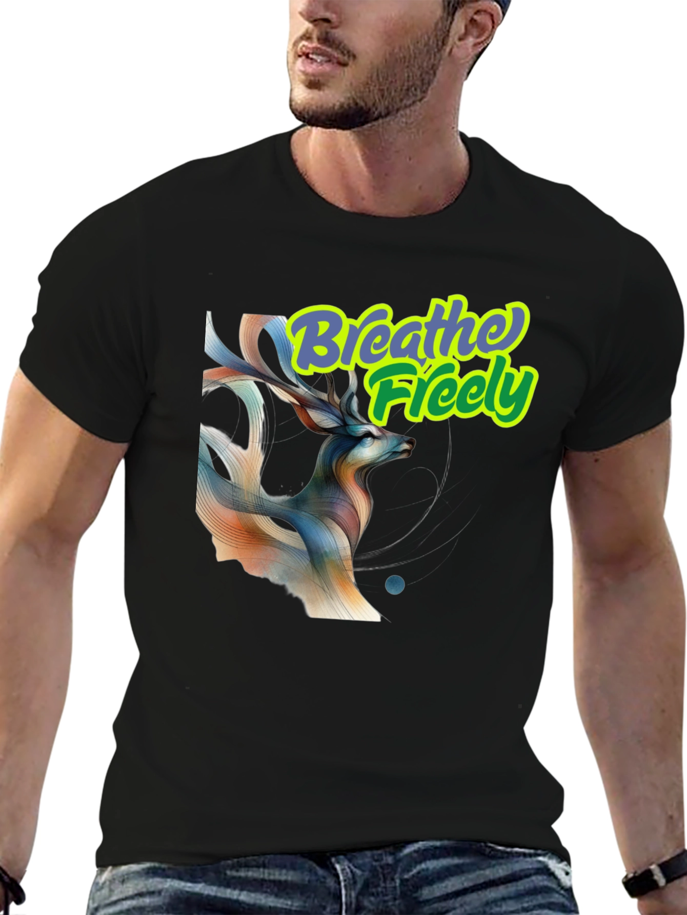 Breathe Freely Deer Graphic T-Shirt