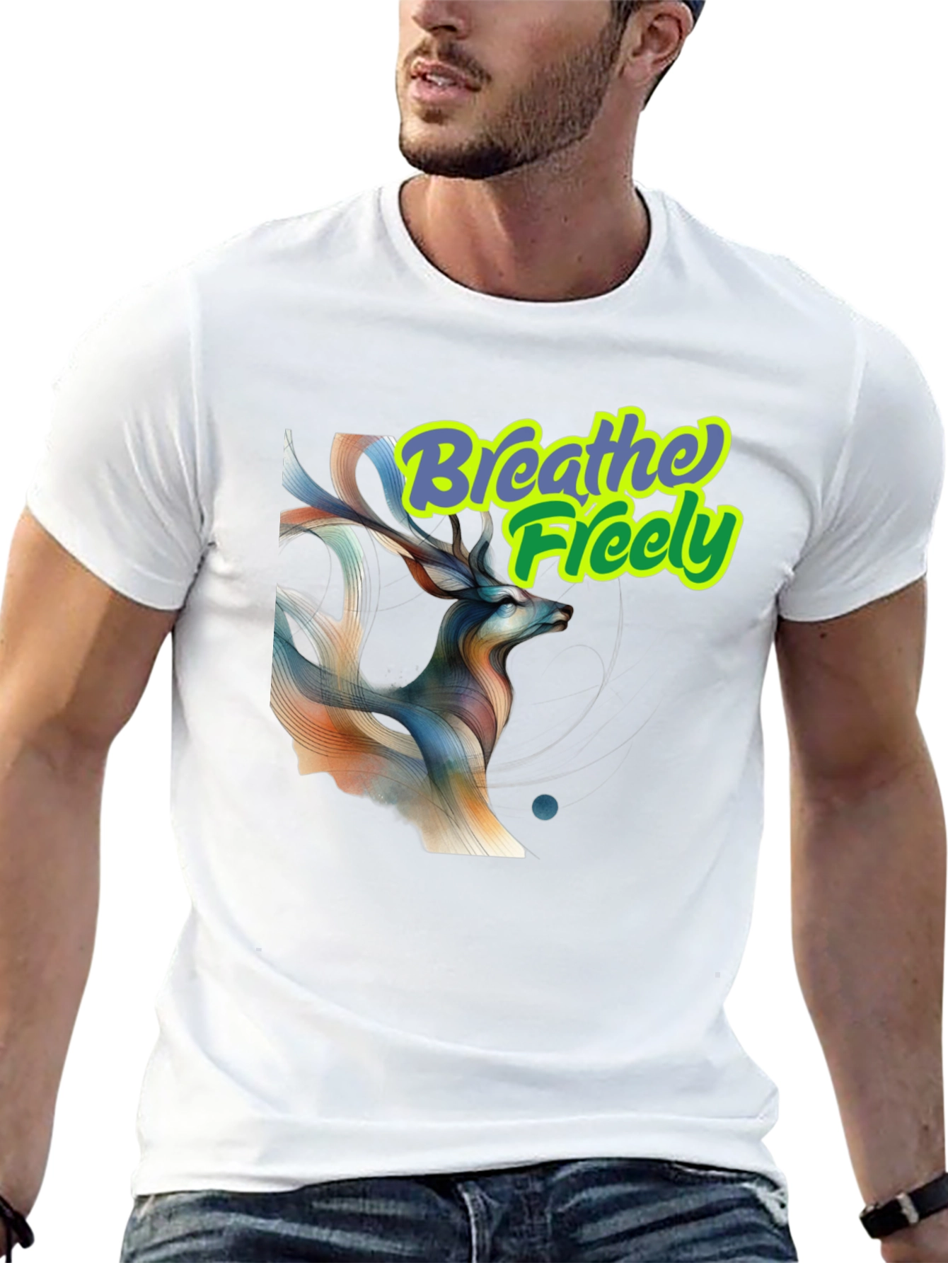 Breathe Freely Deer Graphic T-Shirt