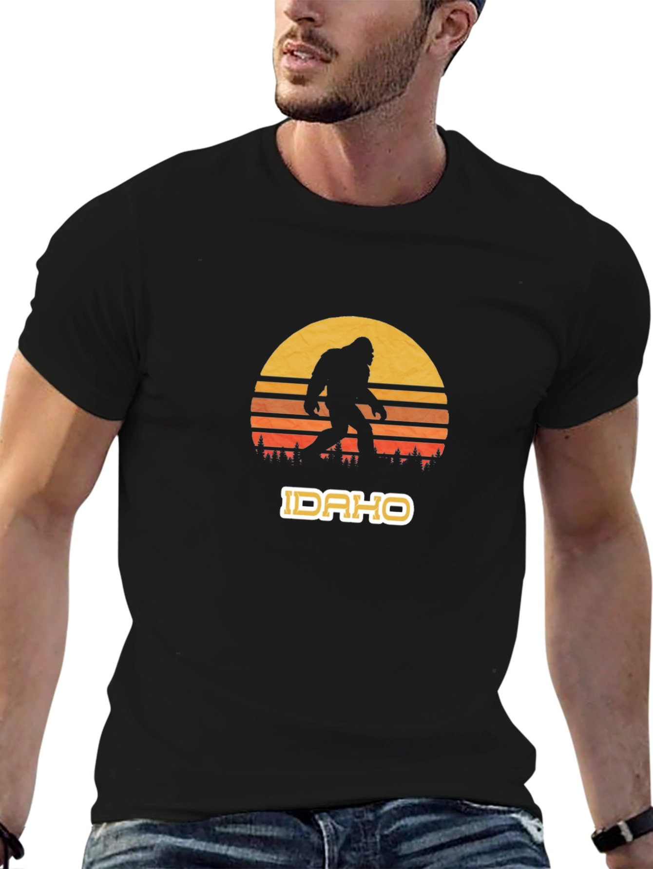 Idaho Bigfoot Sunset Graphic Tee - Black