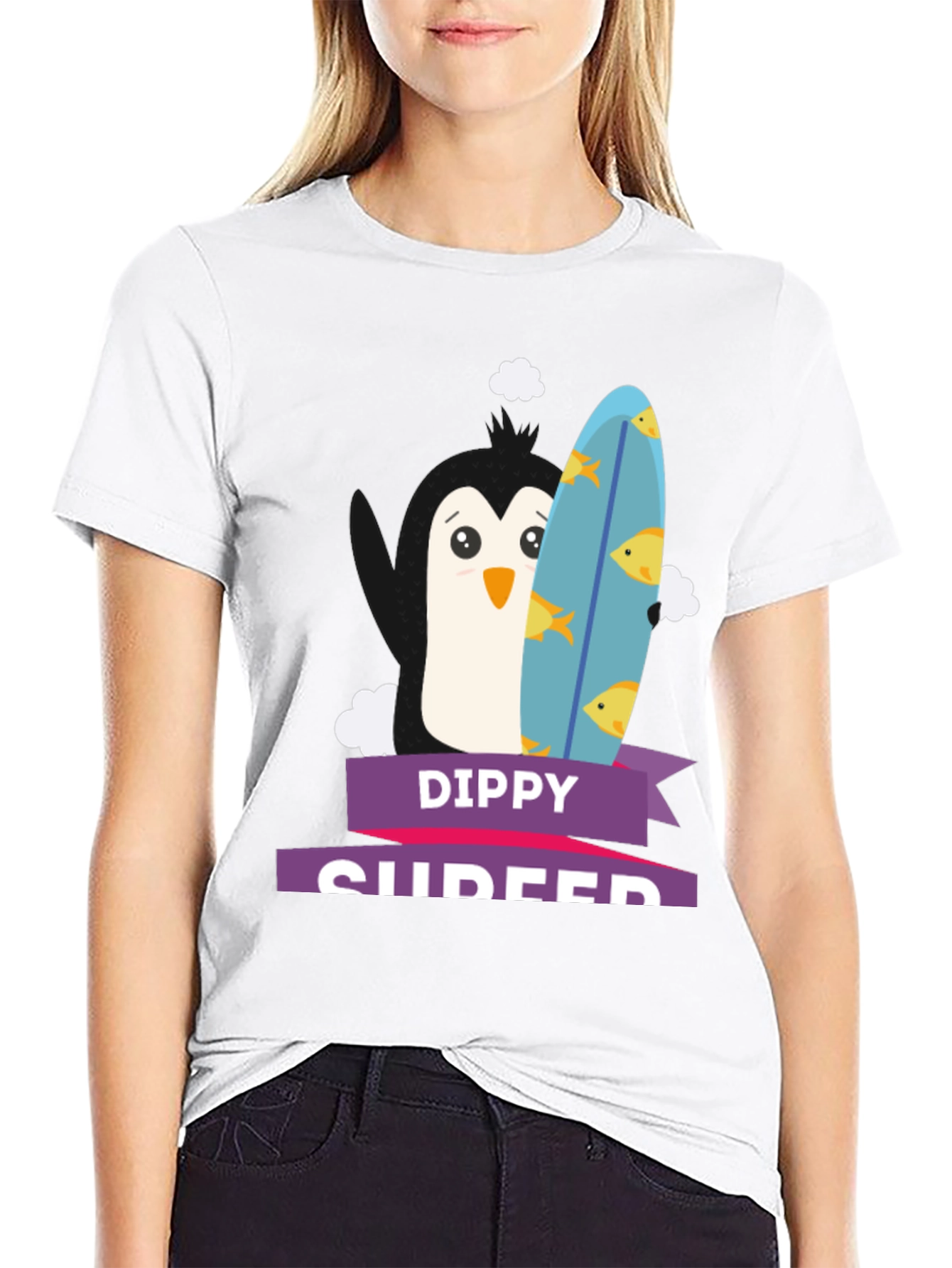 Dippy Surfer Penguin T-Shirt