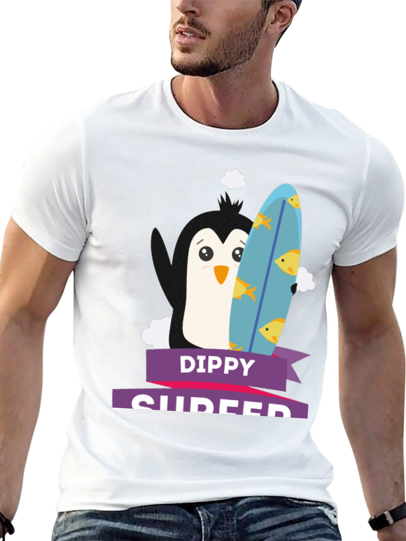 Dippy Surfer Penguin T-Shirt