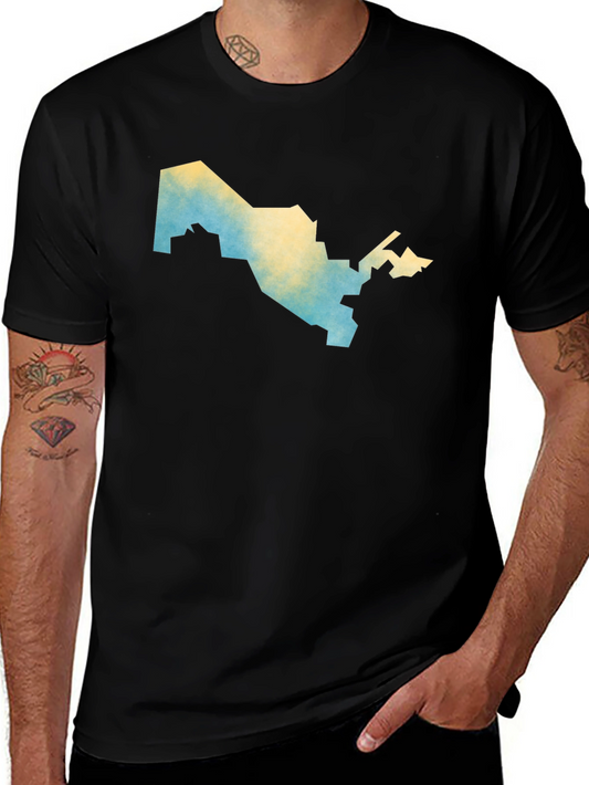 Uzbekistan Map T-Shirt - Mens Black Graphic Tee