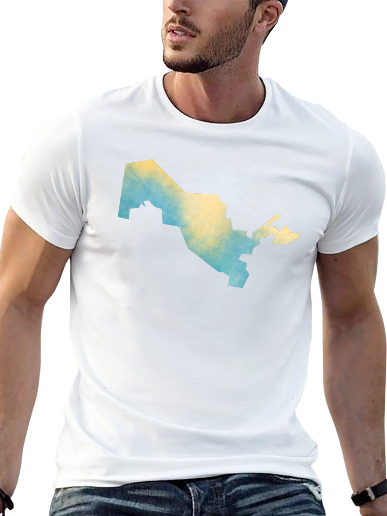 Uzbekistan Map T-Shirt - Mens Black Graphic Tee