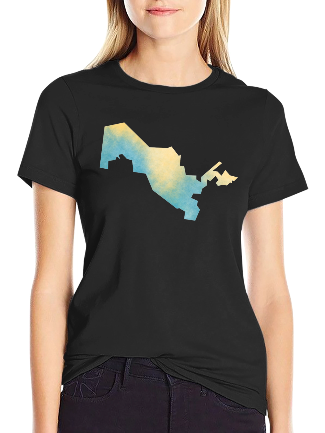 Uzbekistan Map T-Shirt - Mens Black Graphic Tee