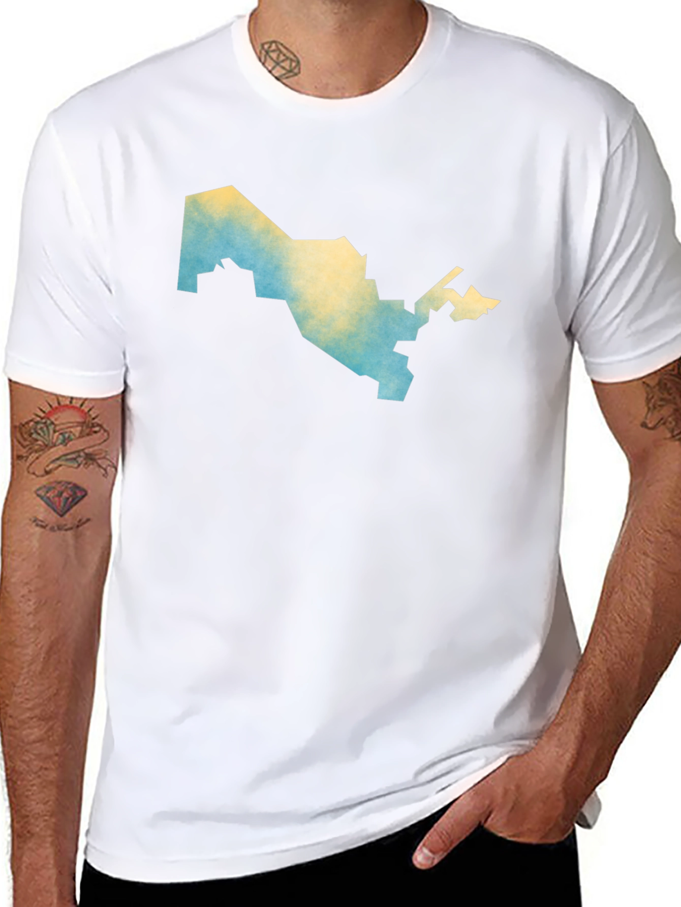 Uzbekistan Map T-Shirt - Mens Black Graphic Tee