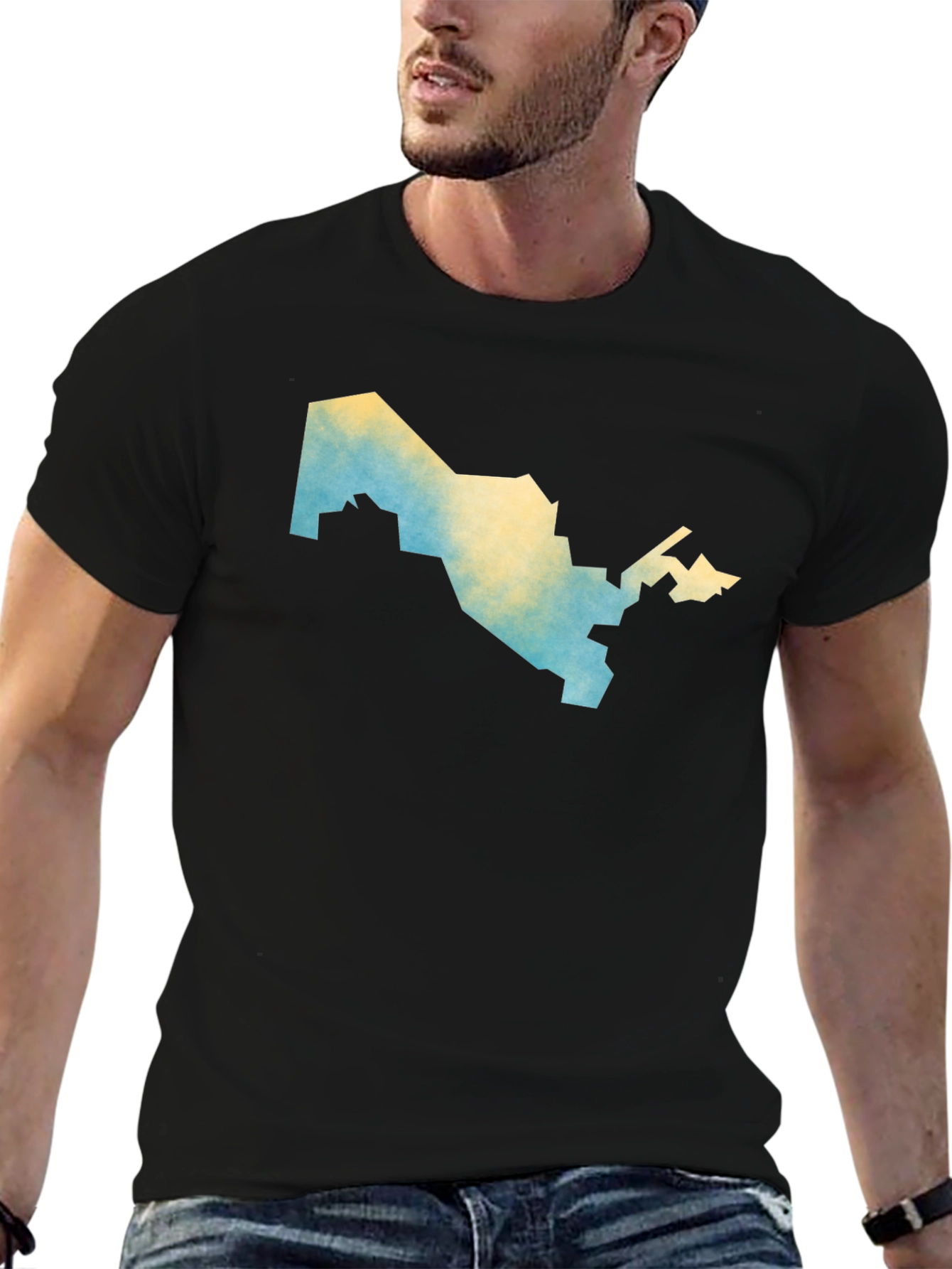 Uzbekistan Map T-Shirt - Mens Black Graphic Tee