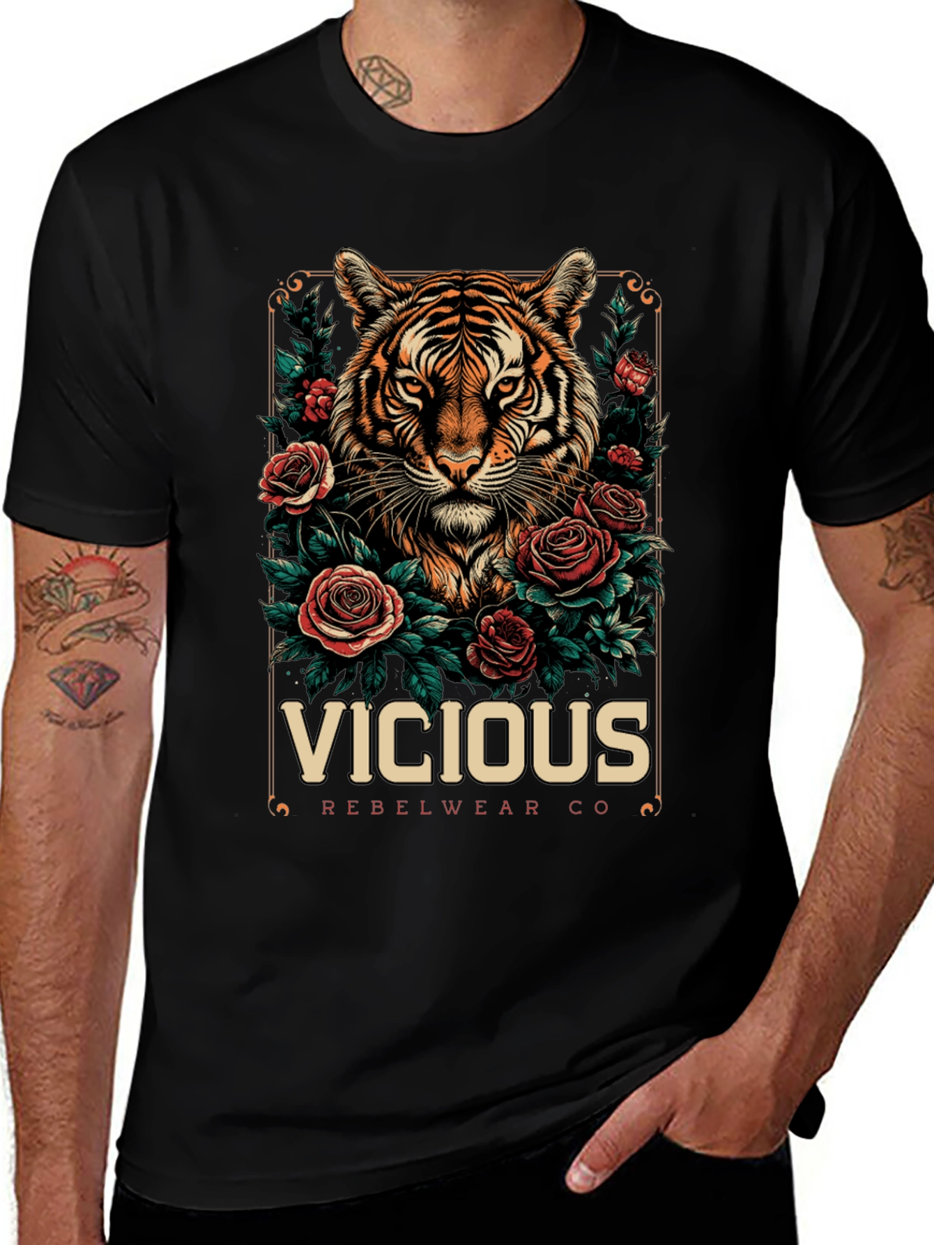 Vicious Rebelwear Tiger Graphic T-Shirt